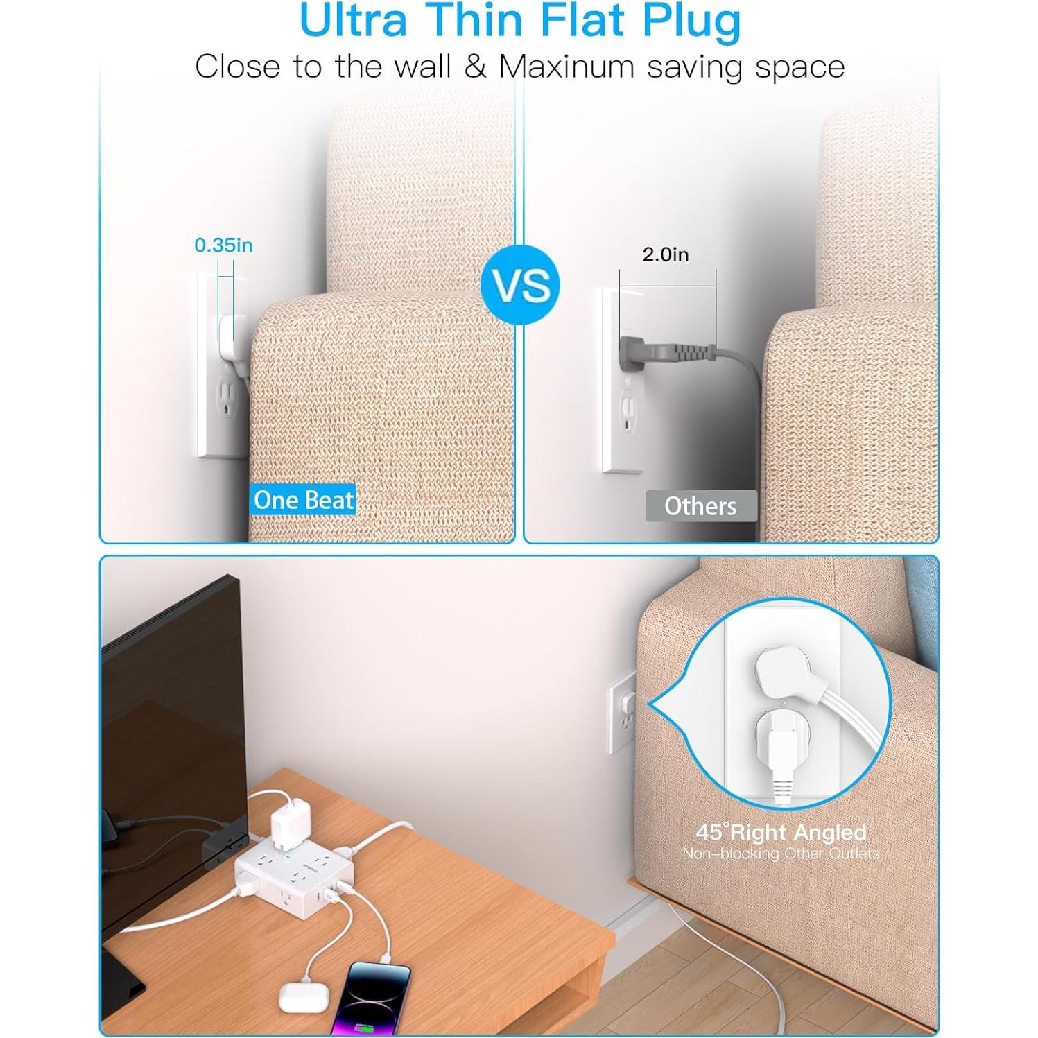 Cable de Extensión 3m One Beat con 8 Salidas y 4 USB