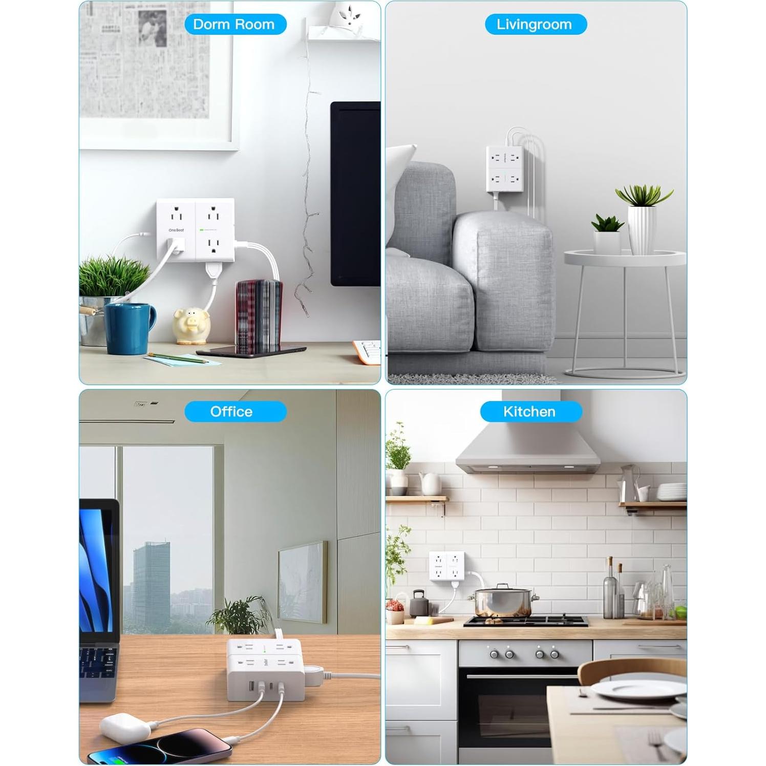 Cable de Extensión 3m One Beat con 8 Salidas y 4 USB