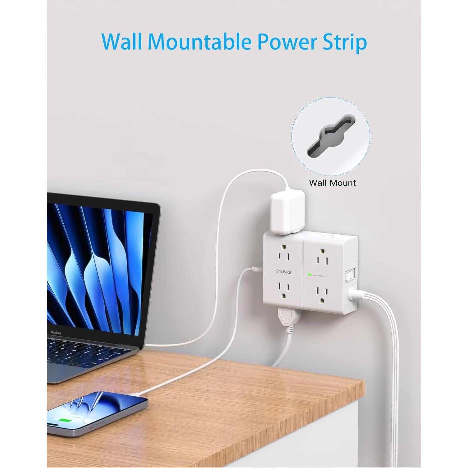 Cable de Extensión 3m One Beat con 8 Salidas y 4 USB