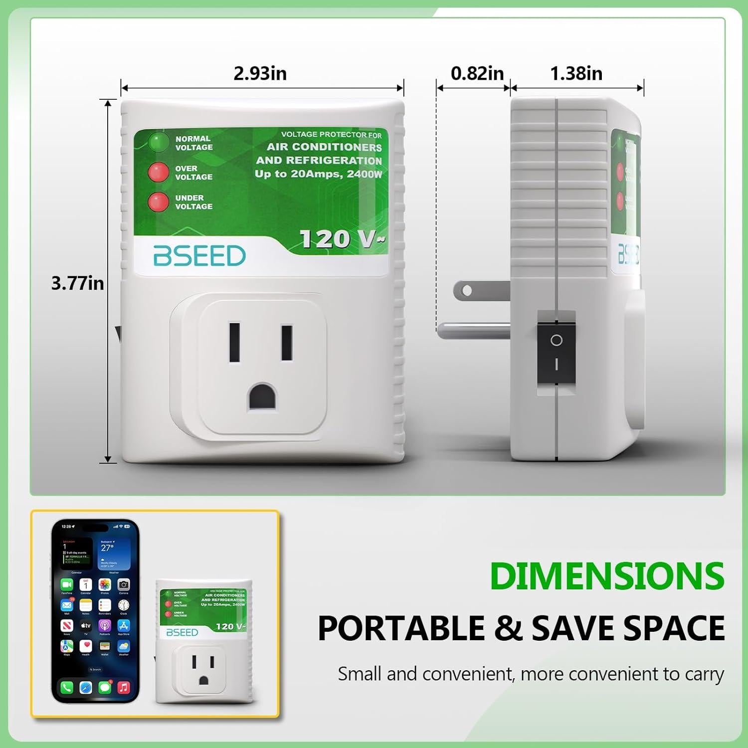 Protector de Sobretensión BSEED 20A 2400W Paquete de 2