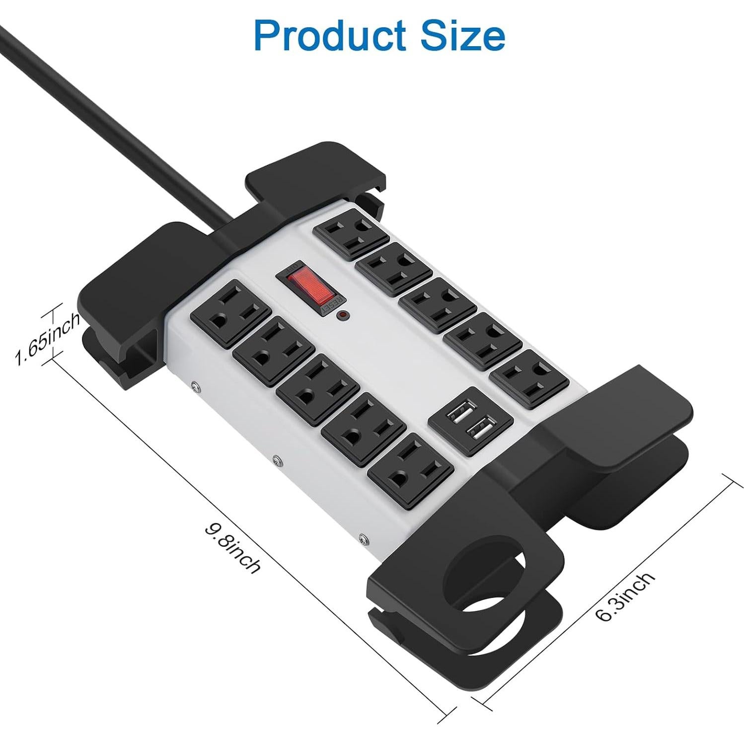 Regleta de Potencia CCCEI 10 Salidas 2 USB 2700J Metal Gris