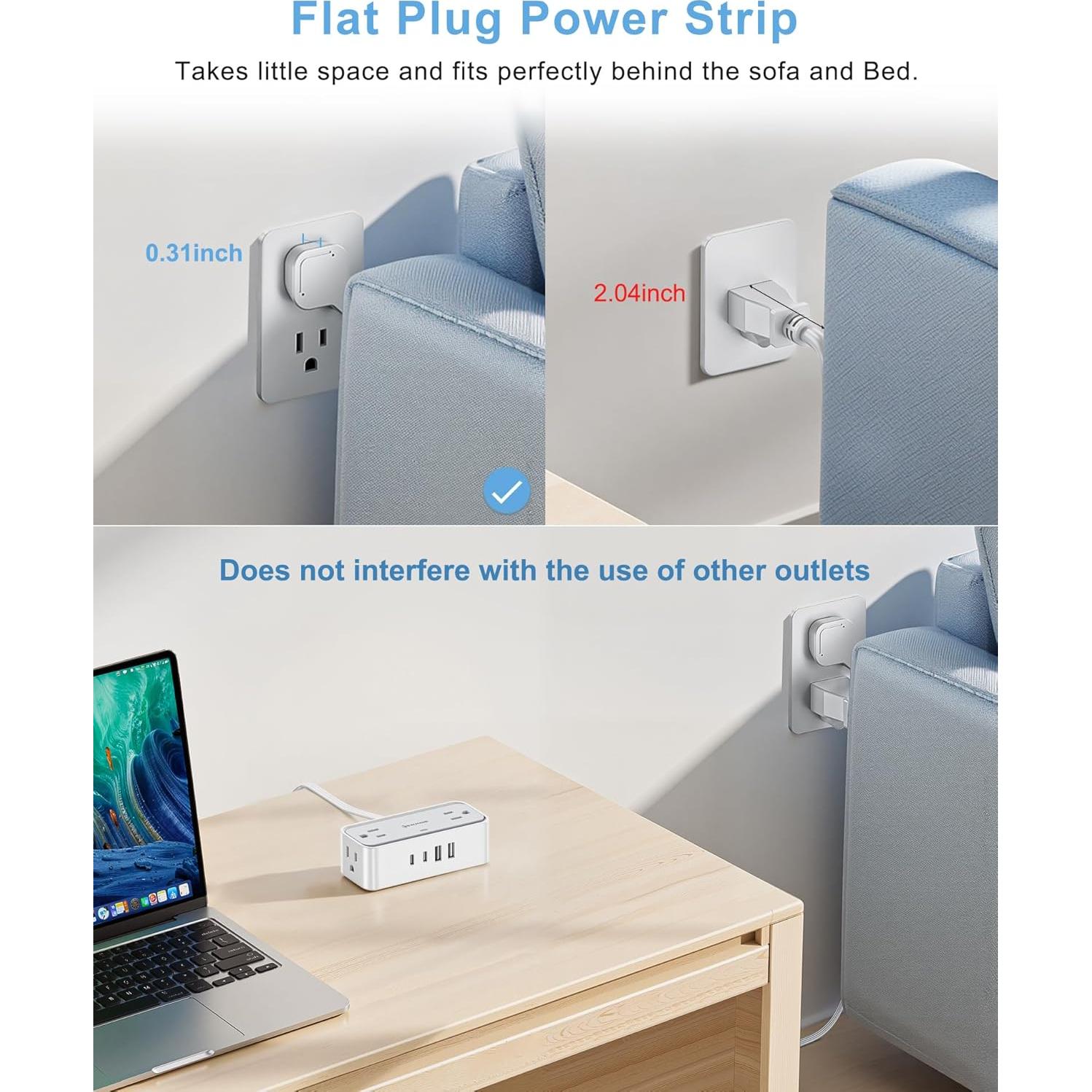 Regleta de Protección REALMADE 4 AC 4 USB 1.52m Gris y Blanco