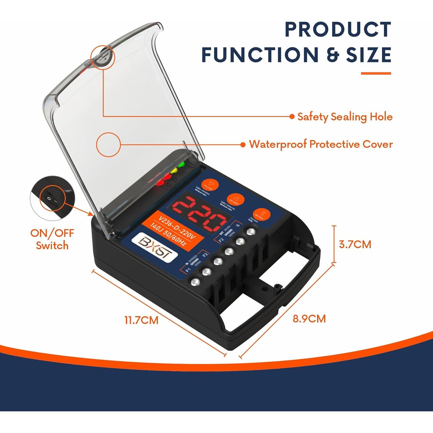 Protector de Sobretensión BXST 220V 30A 6600W con Pantalla LED