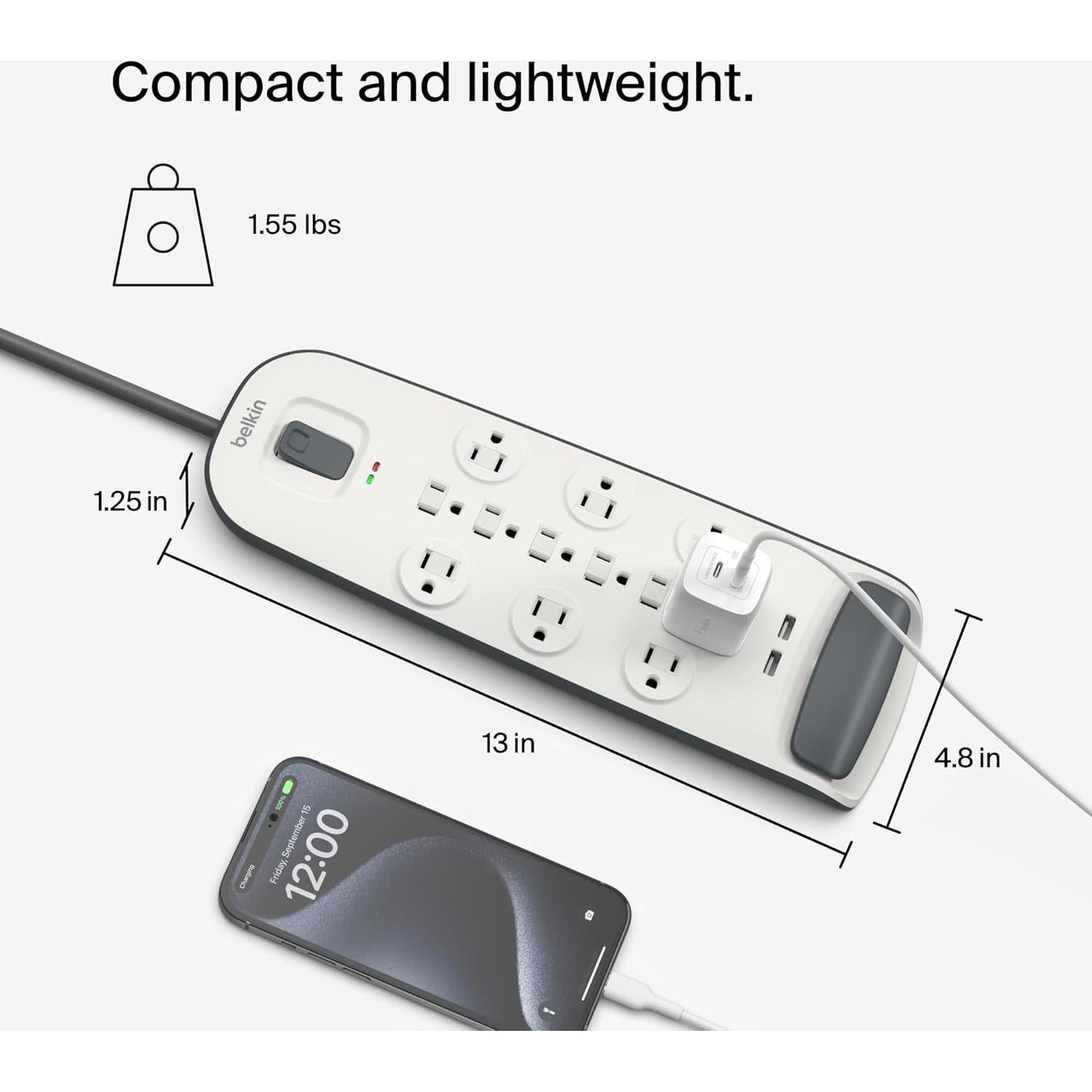 Regleta de Alimentación Belkin 12 Salidas AC y 2 USB 1.83m