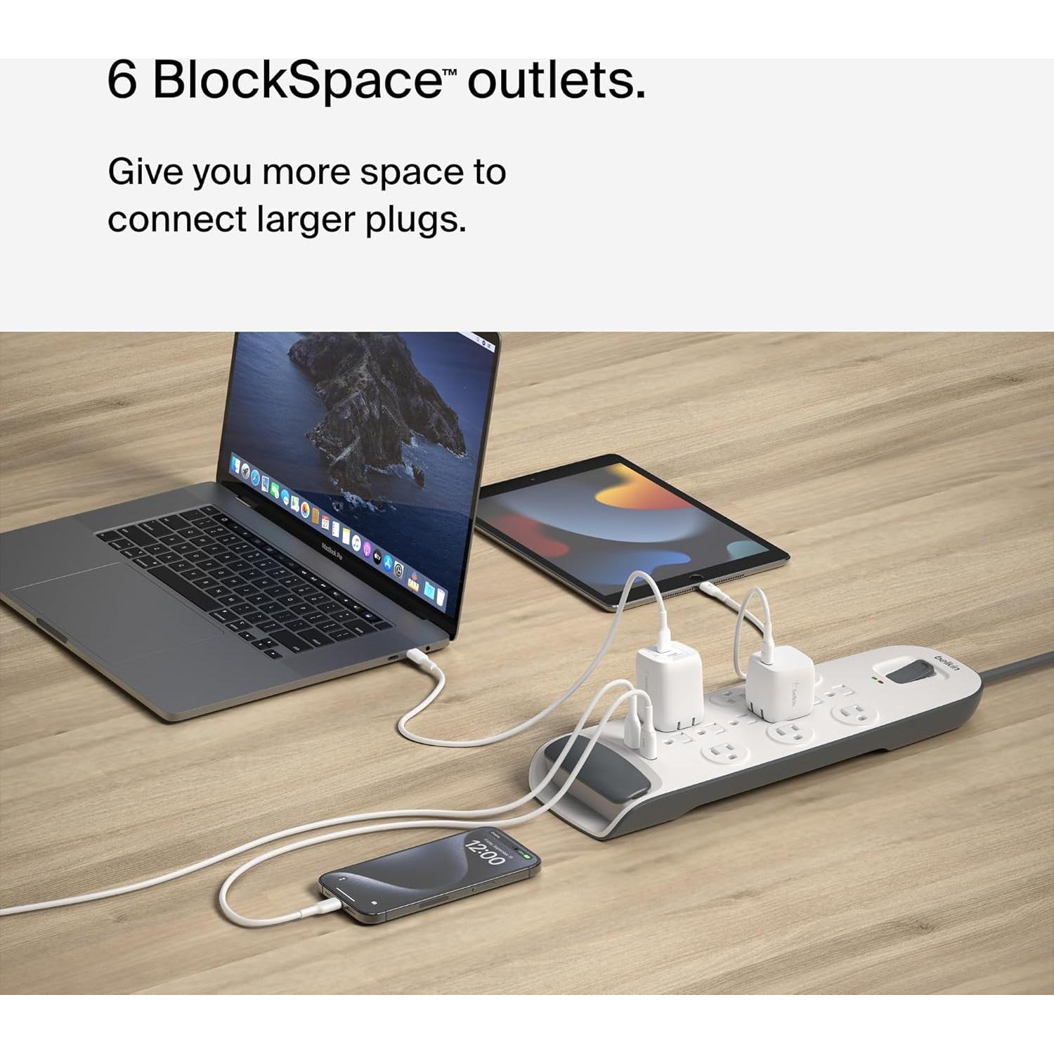 Regleta de Alimentación Belkin 12 Salidas AC y 2 USB 1.83m