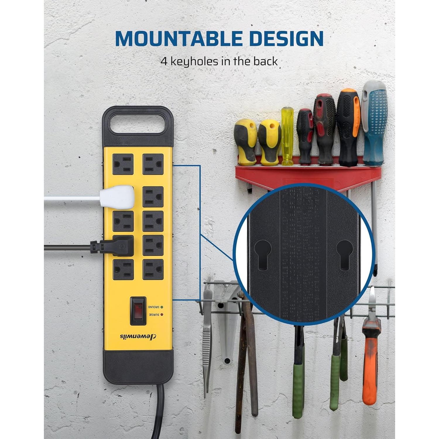 Tira de Energía Industrial DEWENWILS 10 Salidas 15A 1440 Julios