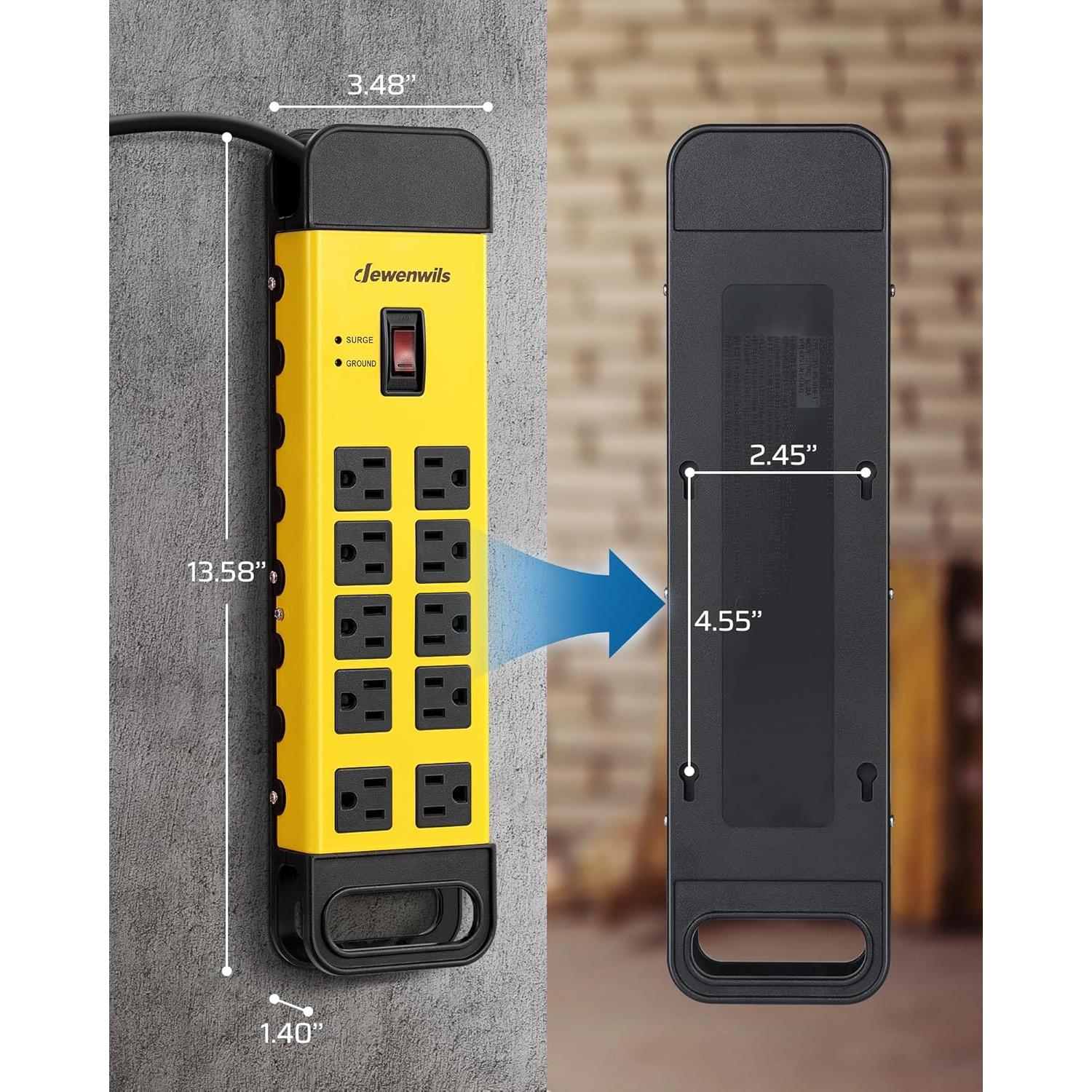 Tira de Energía Industrial DEWENWILS 10 Salidas 15A 1440 Julios