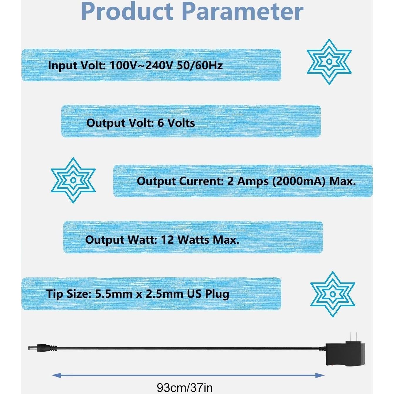 Adaptador de corriente DC 6V 2A Changyun, 100-240V