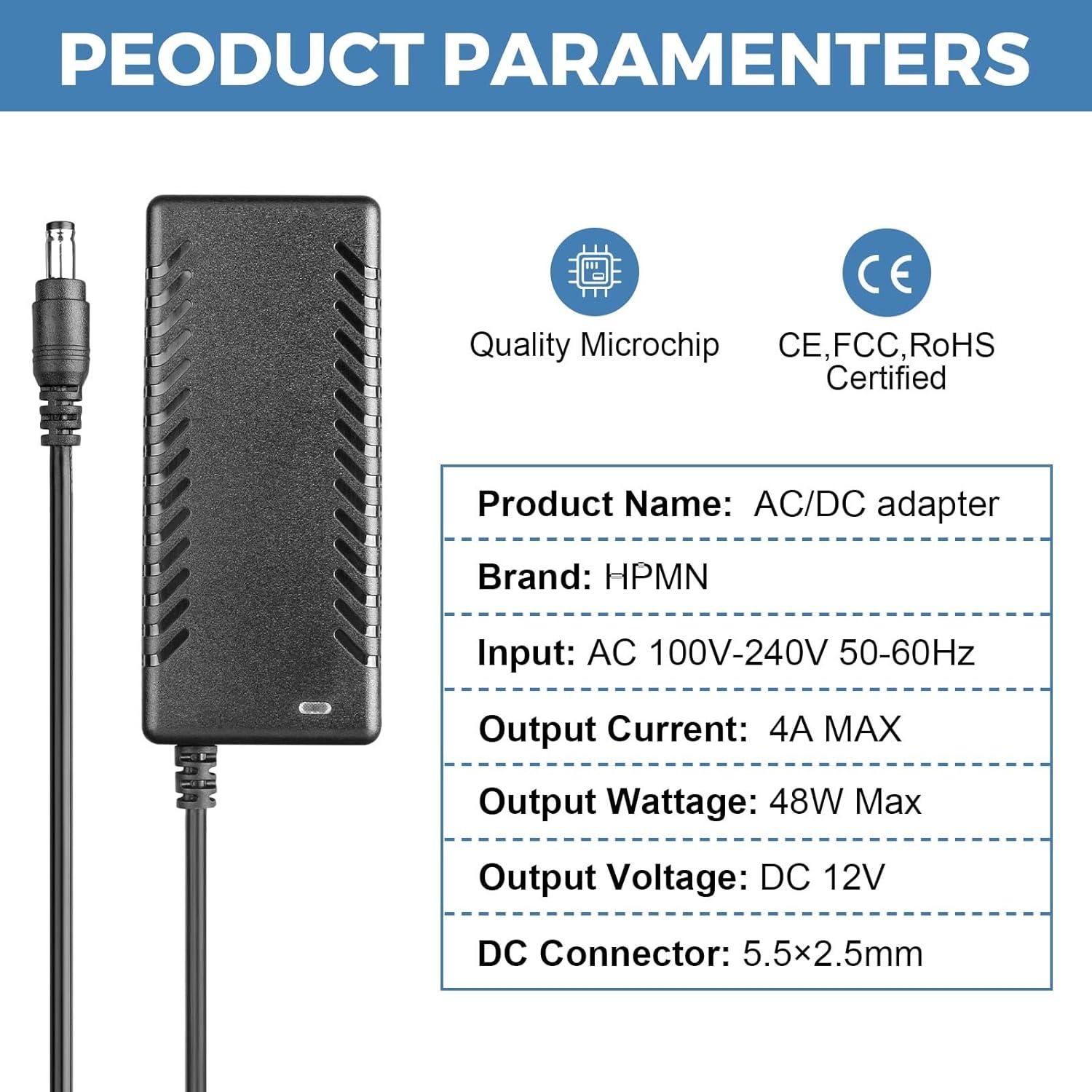 Adaptador de corriente 12V 4A HPMN 48W AC/DC 5.5x2.5mm