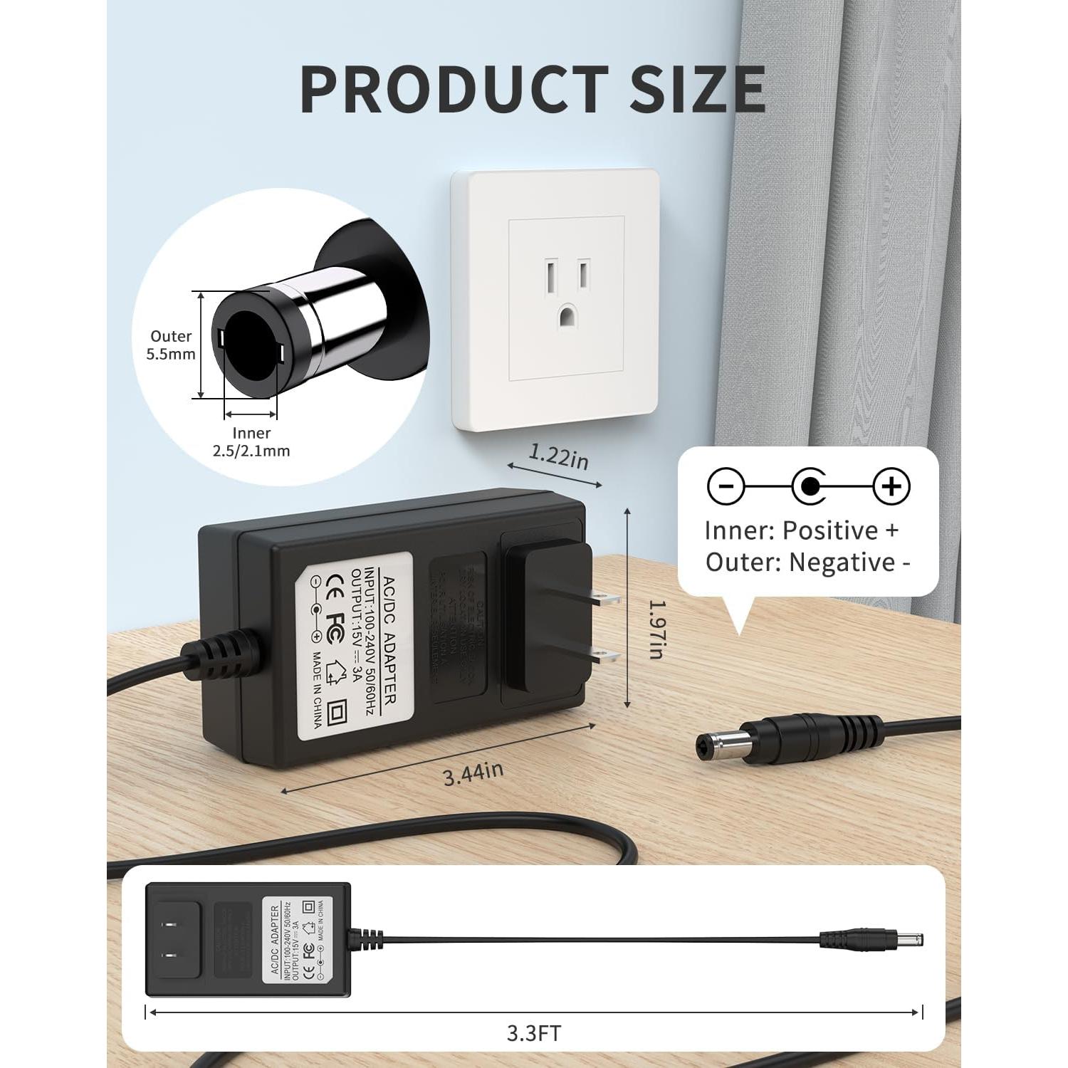 Adaptador de Cargador 15V 3A LitStar - 100-240V, 45W
