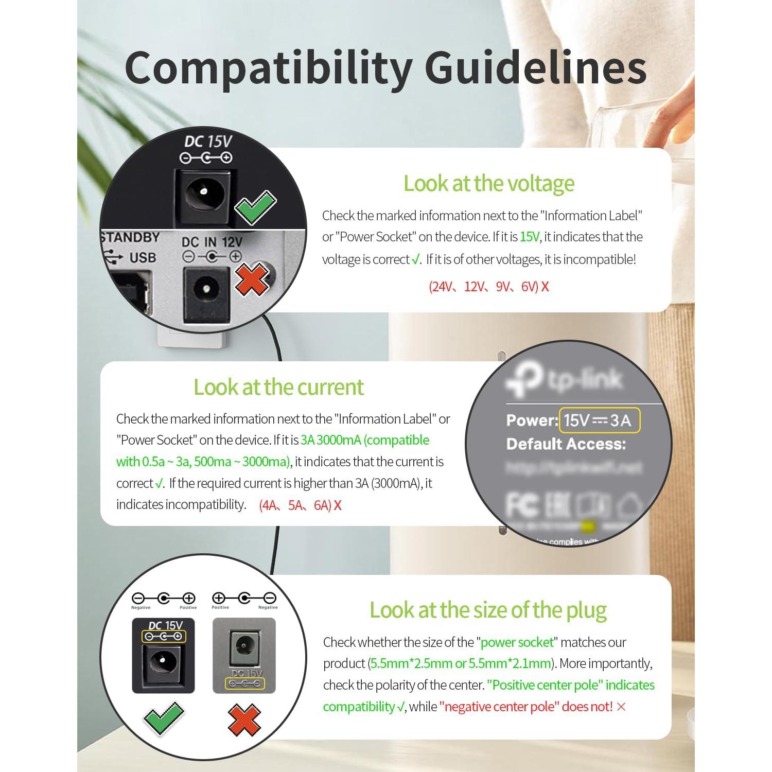 Adaptador de Cargador 15V 3A LitStar - 100-240V, 45W