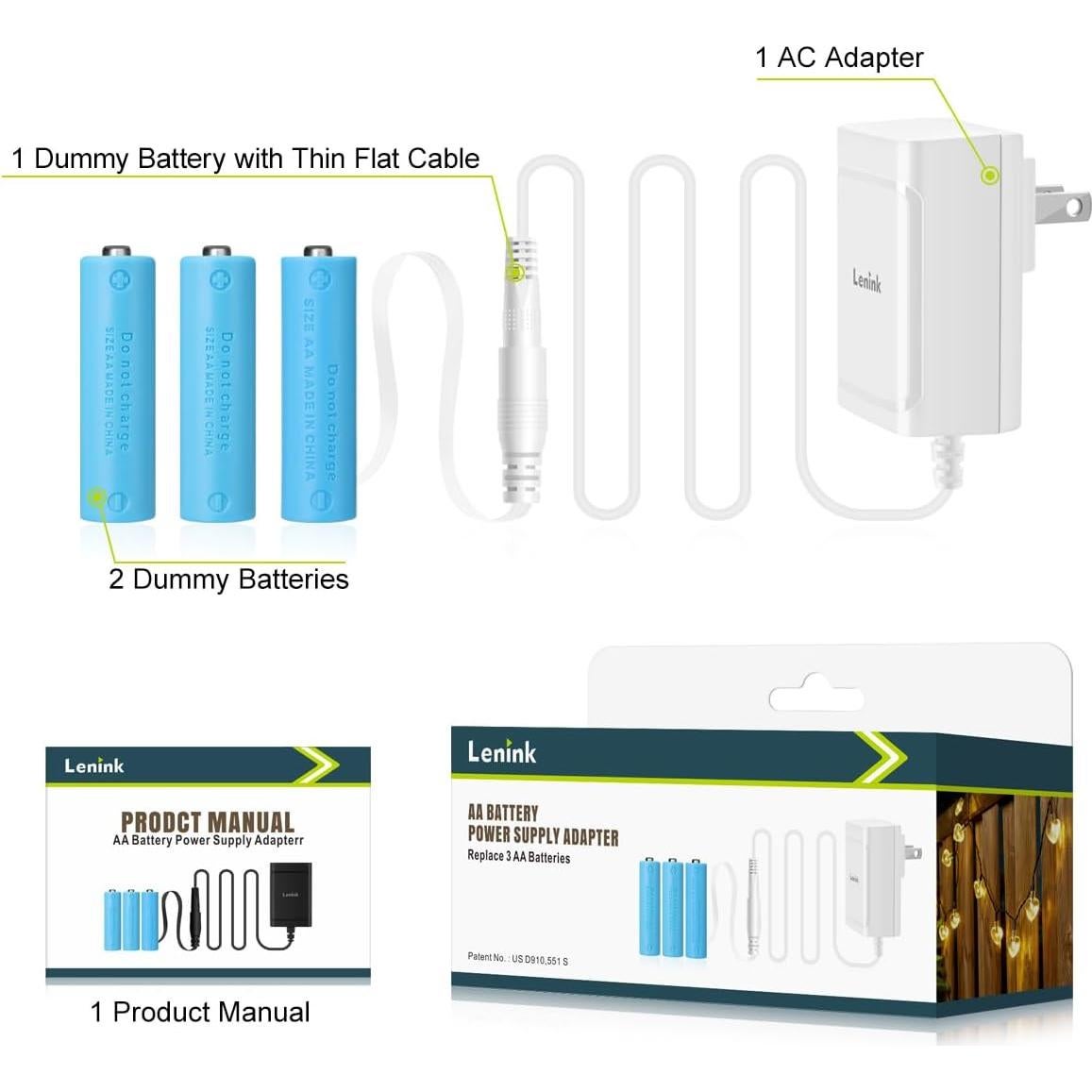 Adaptador de Alimentación AC Lenink para 3 Baterías AA 4.5V