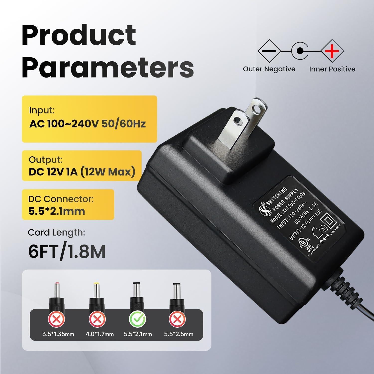 Adaptador de Fuente de Alimentación 12V 1A Oxzeewee 1.8m