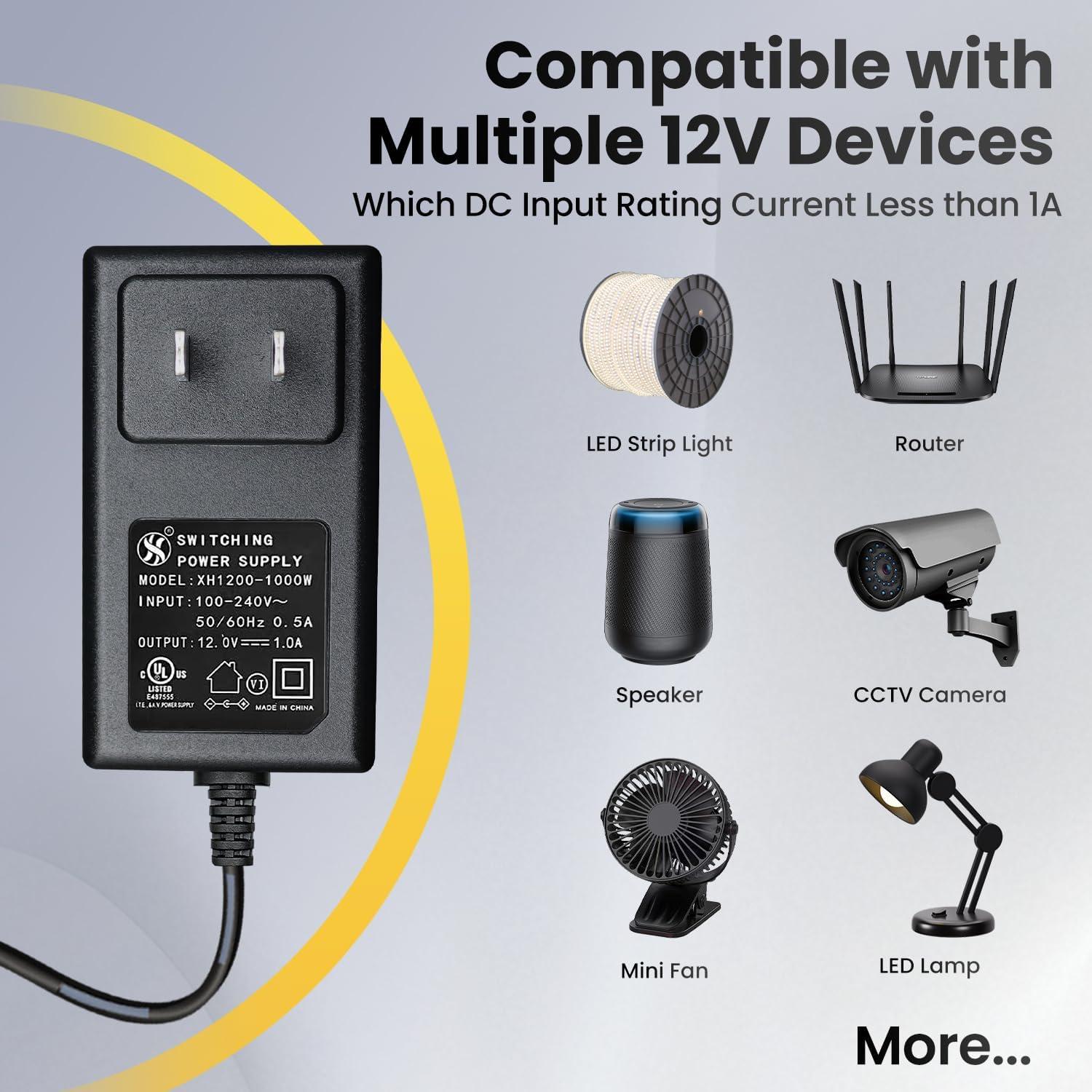 Adaptador de Fuente de Alimentación 12V 1A Oxzeewee 1.8m