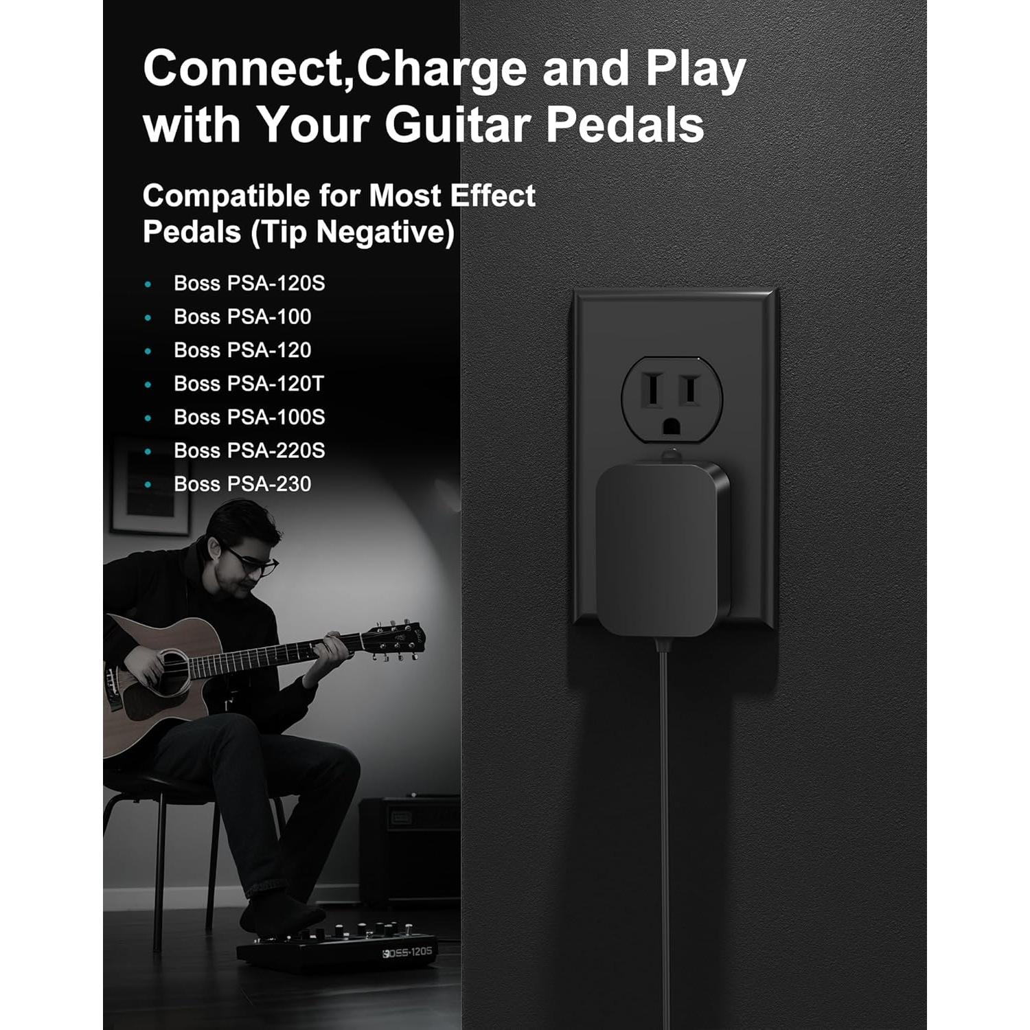 Fuente de Alimentación 9V VHBW para Pedales de Guitarra