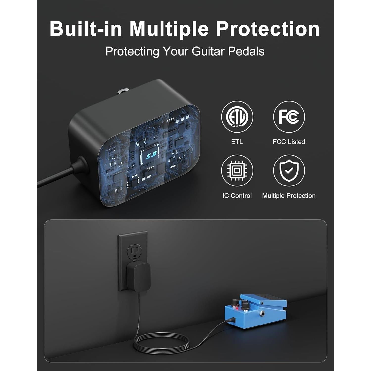 Fuente de Alimentación 9V VHBW para Pedales de Guitarra