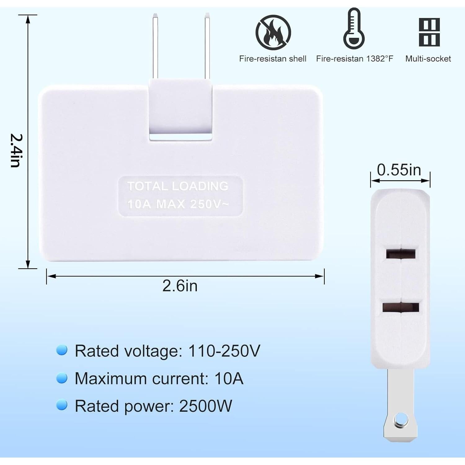 Adaptador de Enchufe Plegable 3 Salidas Romeda Blanco