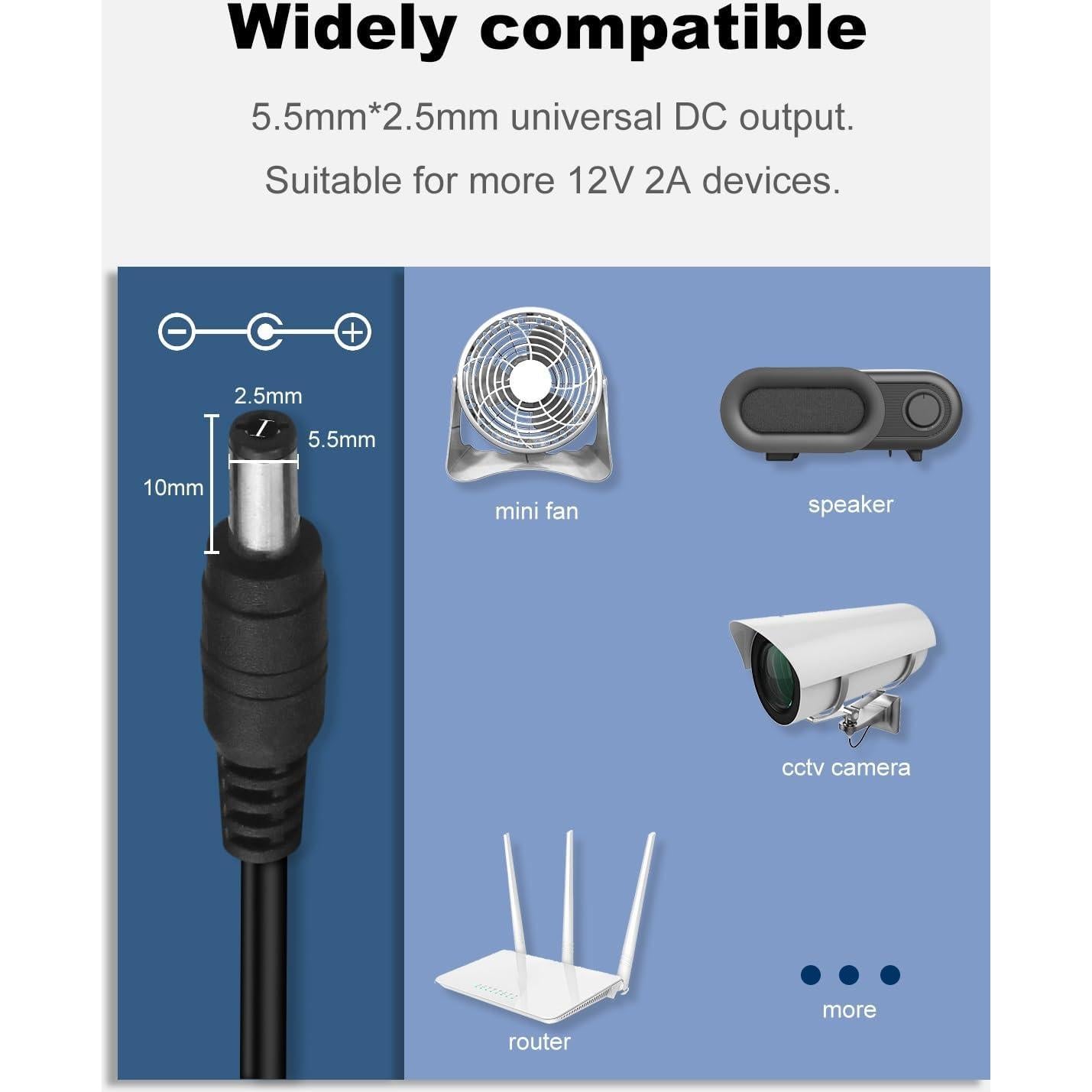 Fuente de Alimentación 12V 2A Anrytech Adaptador AC/DC