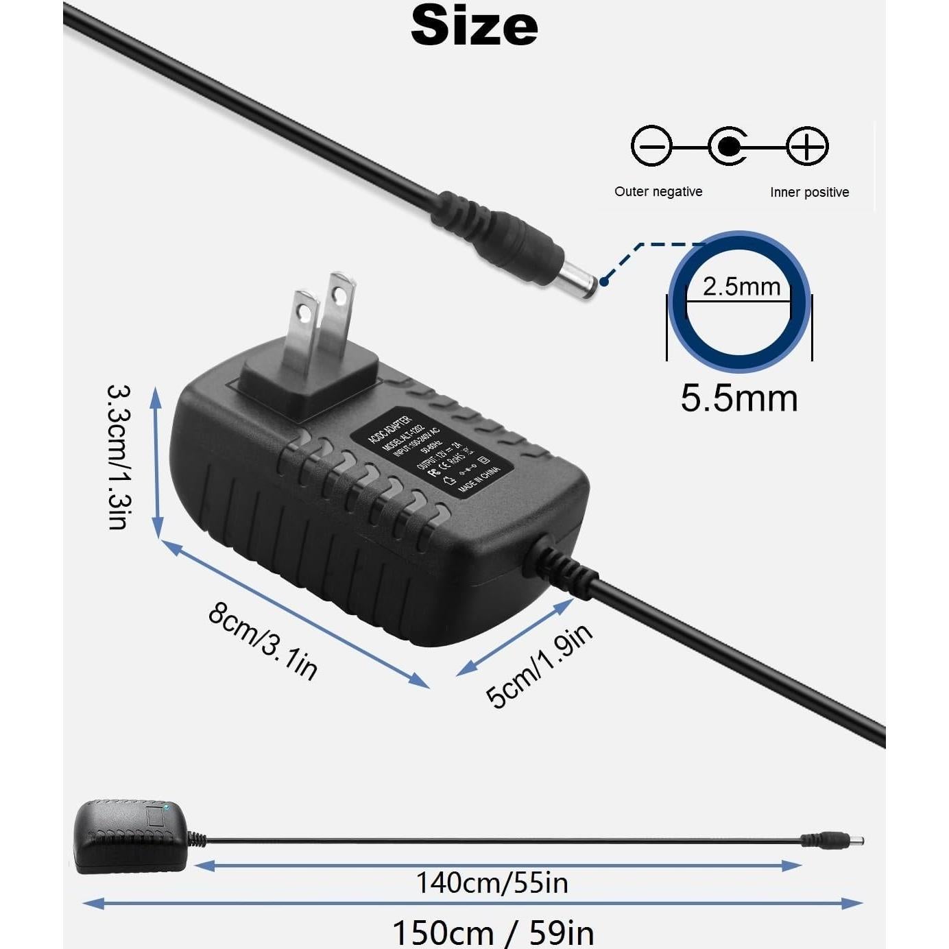 Fuente de Alimentación 12V 2A Anrytech Adaptador AC/DC
