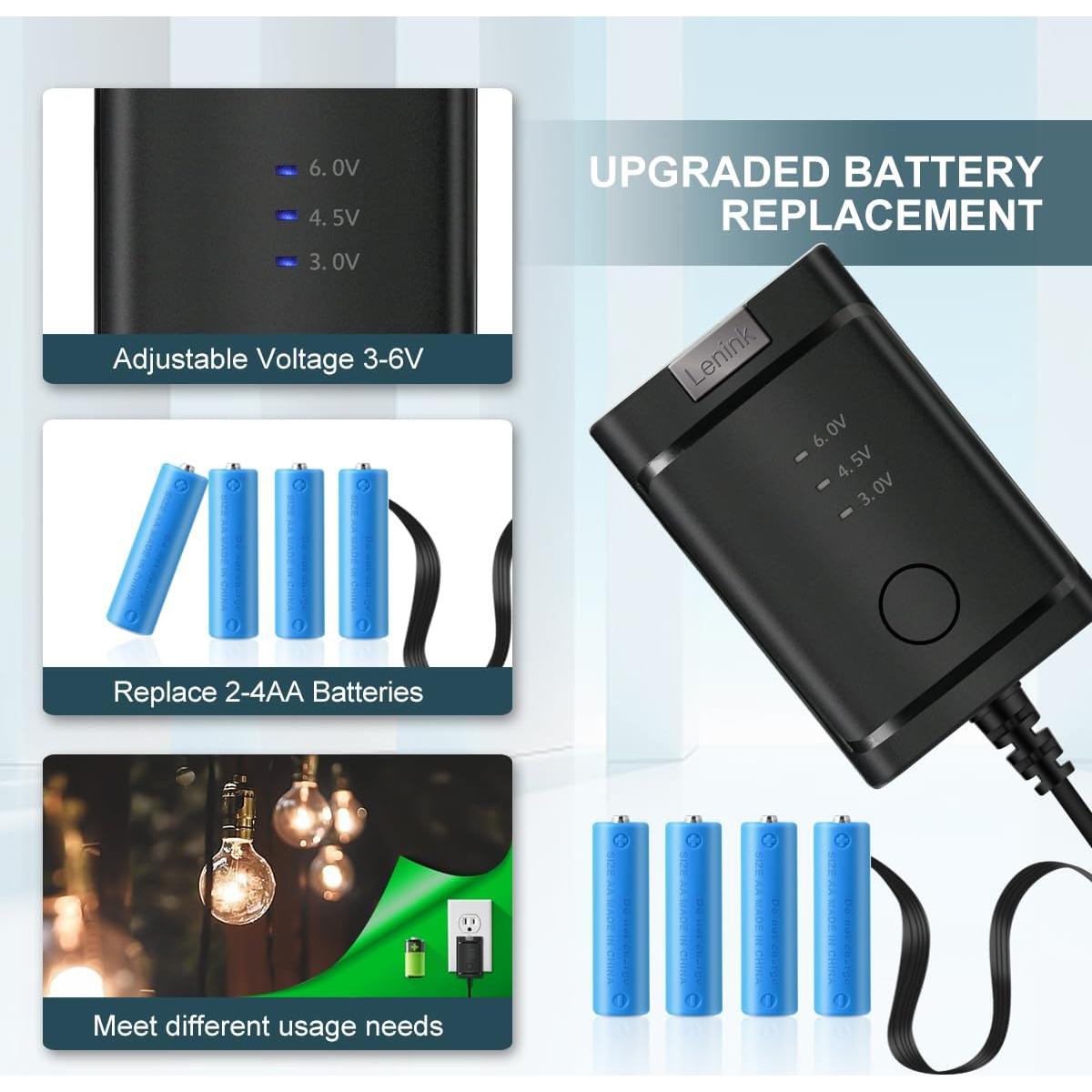 Adaptador de corriente CA ajustable Lenink 2-4 AA 3V-6V Negro