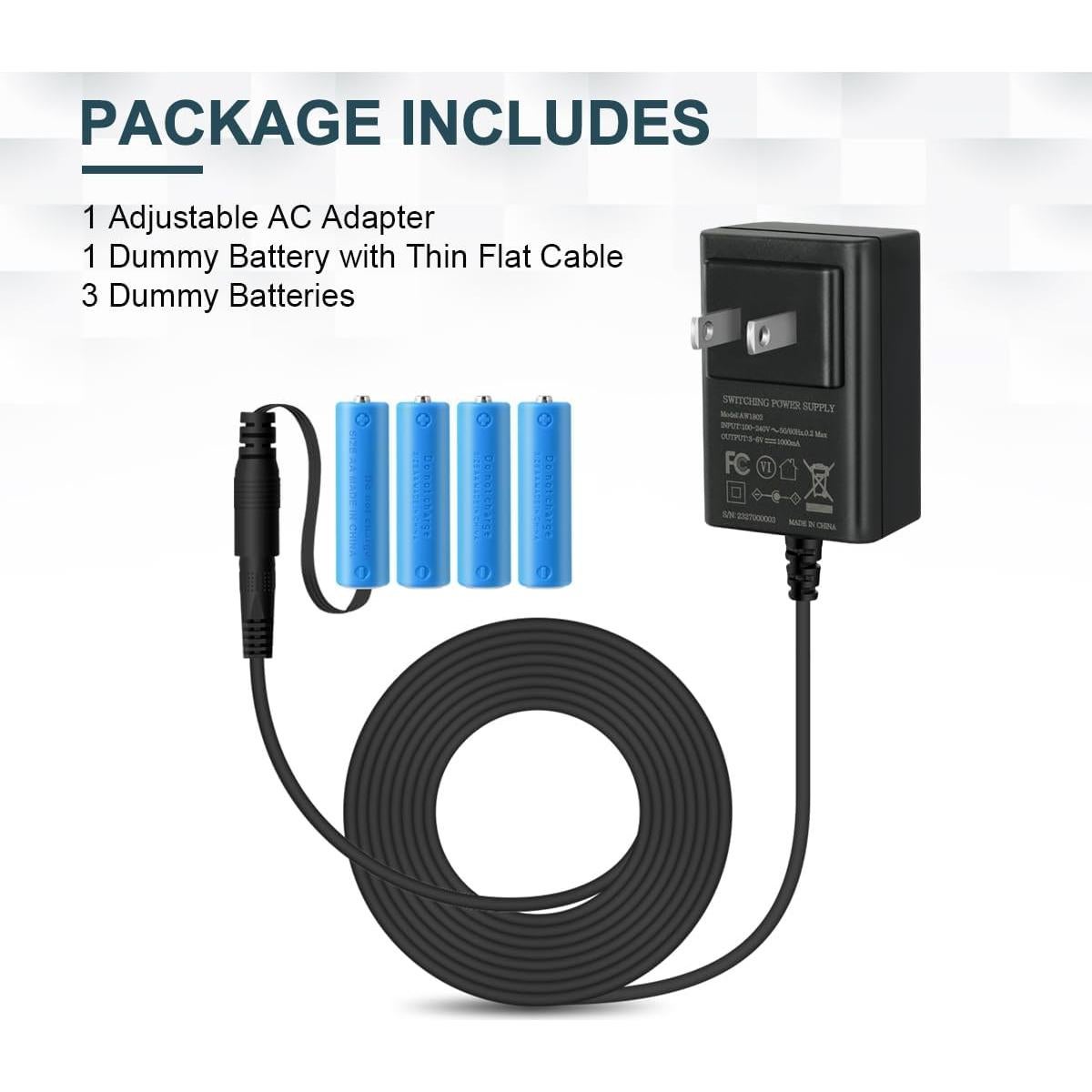 Adaptador de corriente CA ajustable Lenink 2-4 AA 3V-6V Negro