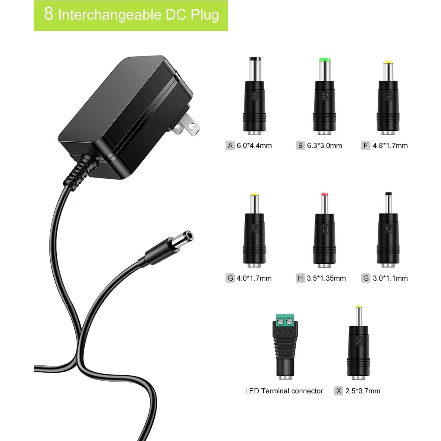 Adaptador de Corriente Lantisri 9V 2A con 8 Conectores DC