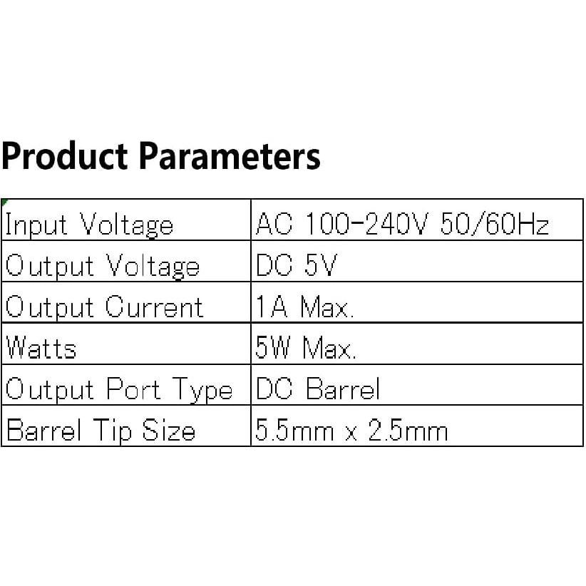 Fuente de Alimentación AC/DC 5V 1A JOVNO con Conector 5.5x2.5mm