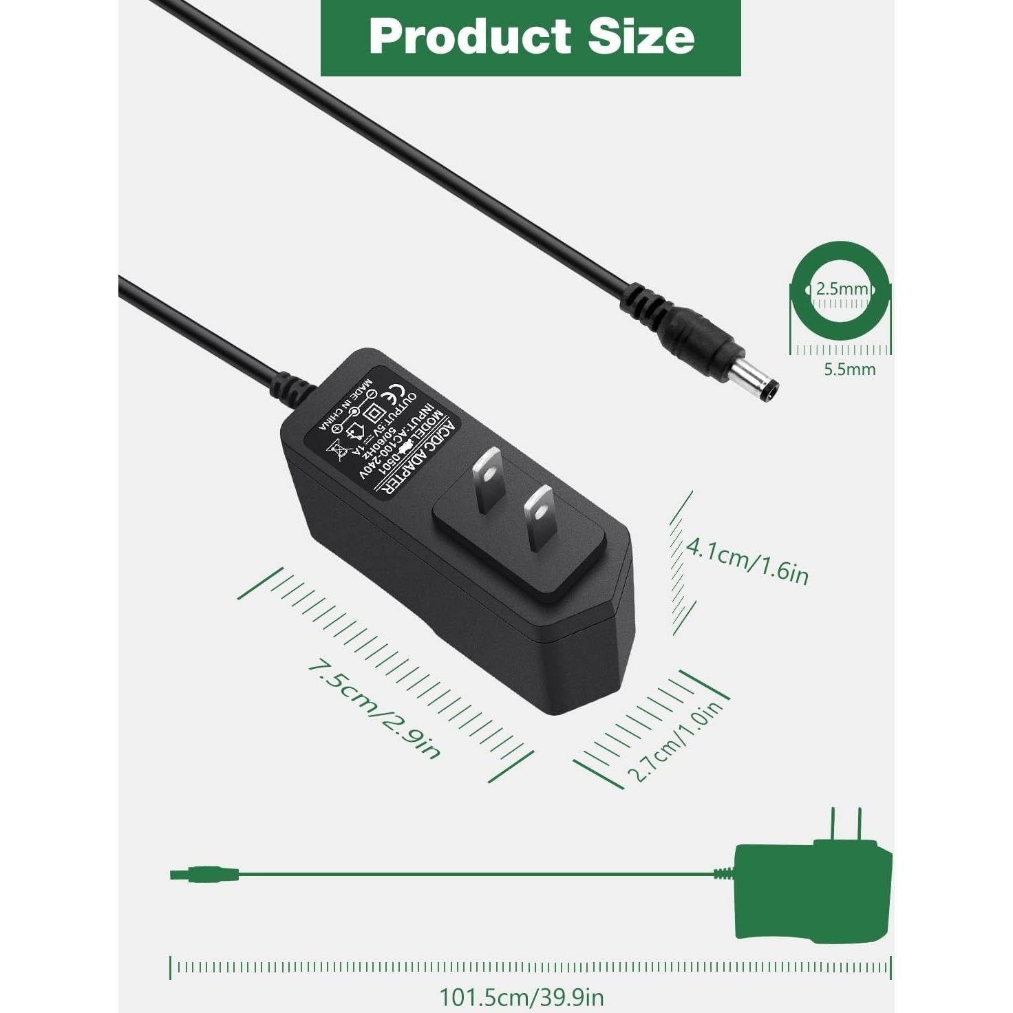 Fuente de Alimentación AC/DC 5V 1A JOVNO con Conector 5.5x2.5mm