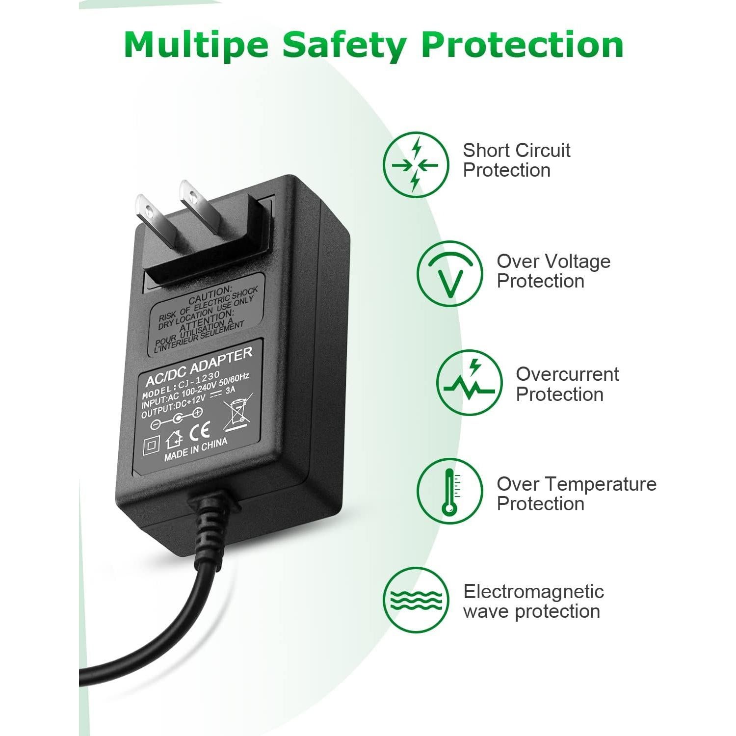 Adaptador de Alimentación AC/DC 12V 3A 36W con 10 Enchufes