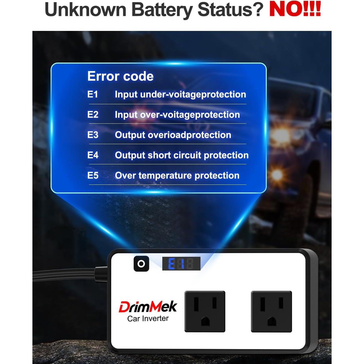 Inversor de Potencia de Coche DrimMek 200W con USB 24W