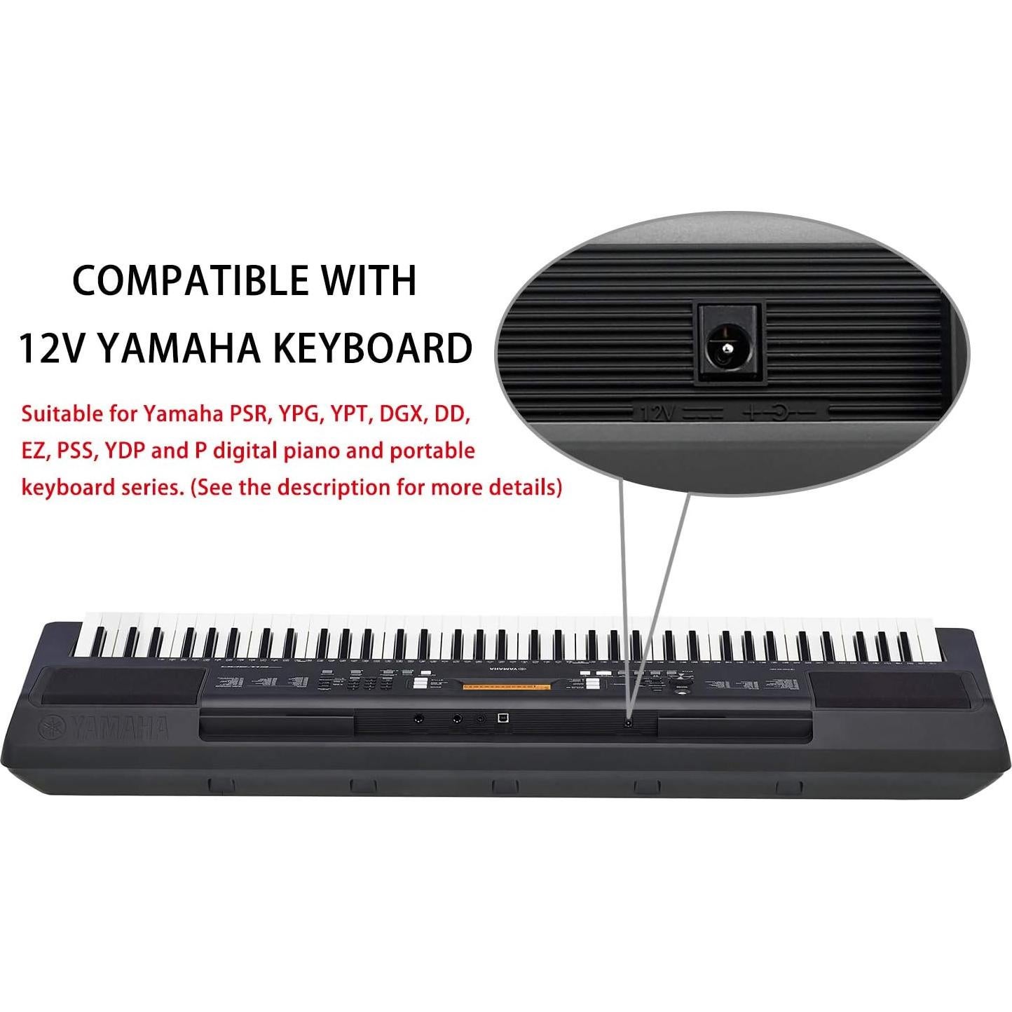 Adaptador de corriente 12V 2A FlickerStar para teclados Yamaha