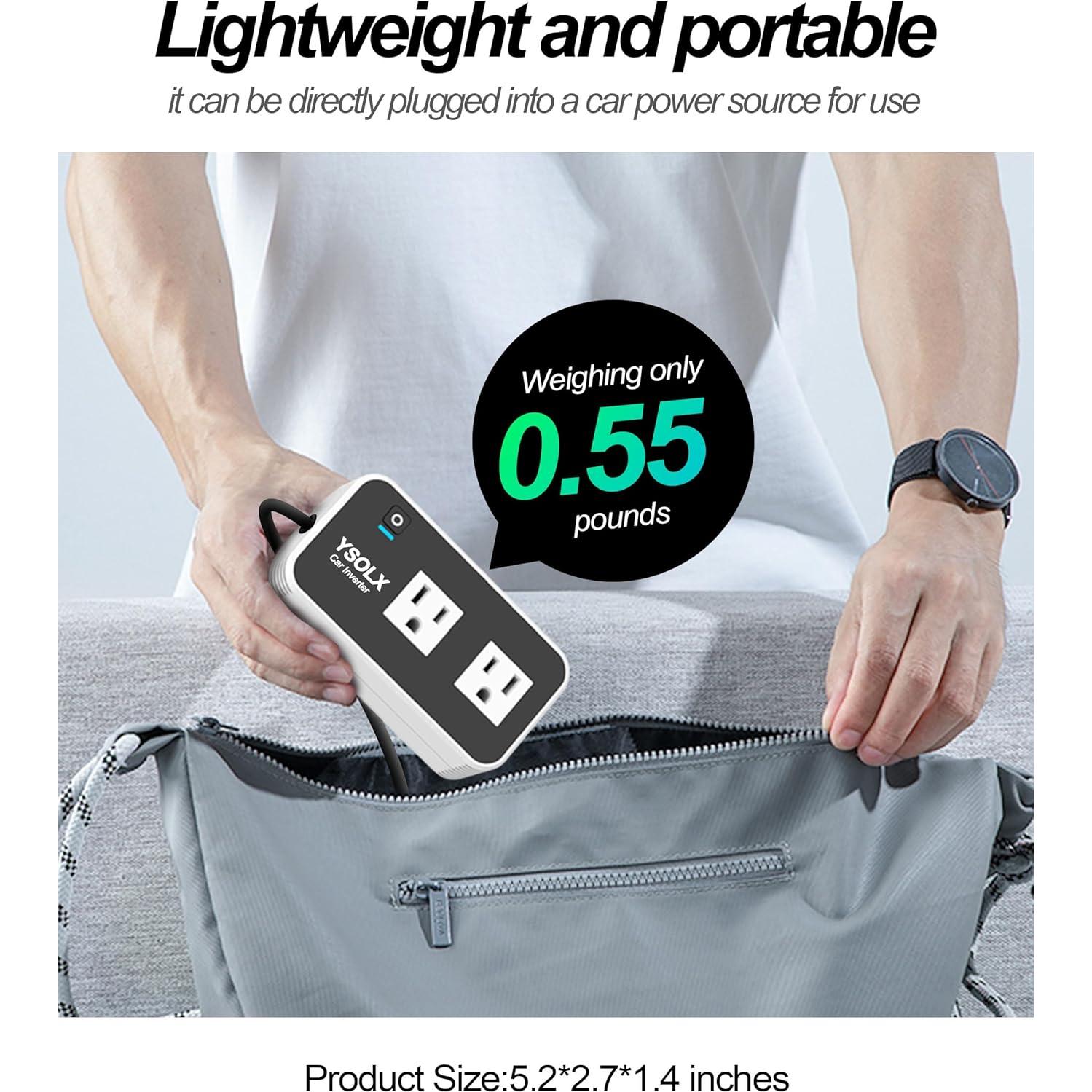 Inversor de Potencia de Coche YSOLX 200W 12V a 110V con 4 USB