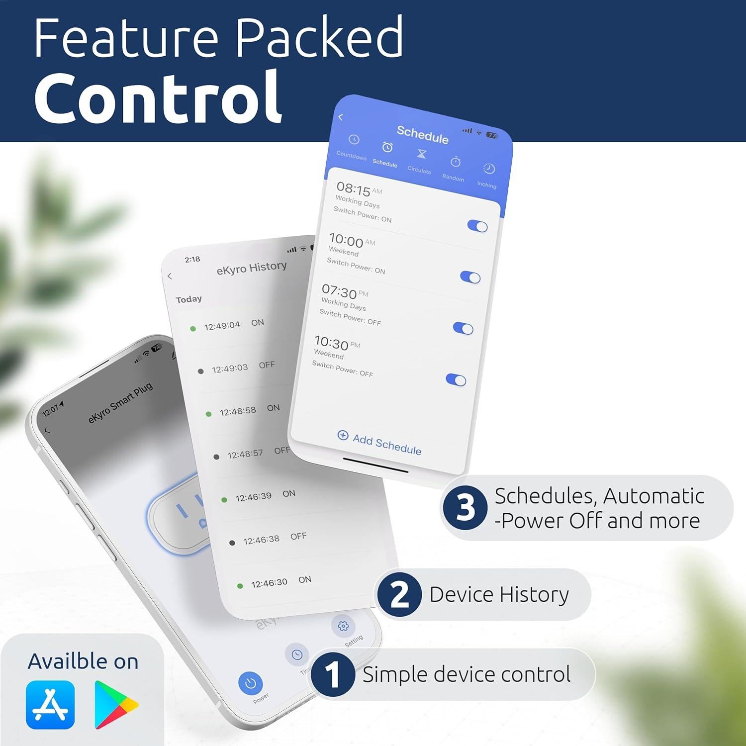 Enchufe Inteligente eKyro 15A 1800W Control Remoto WiFi