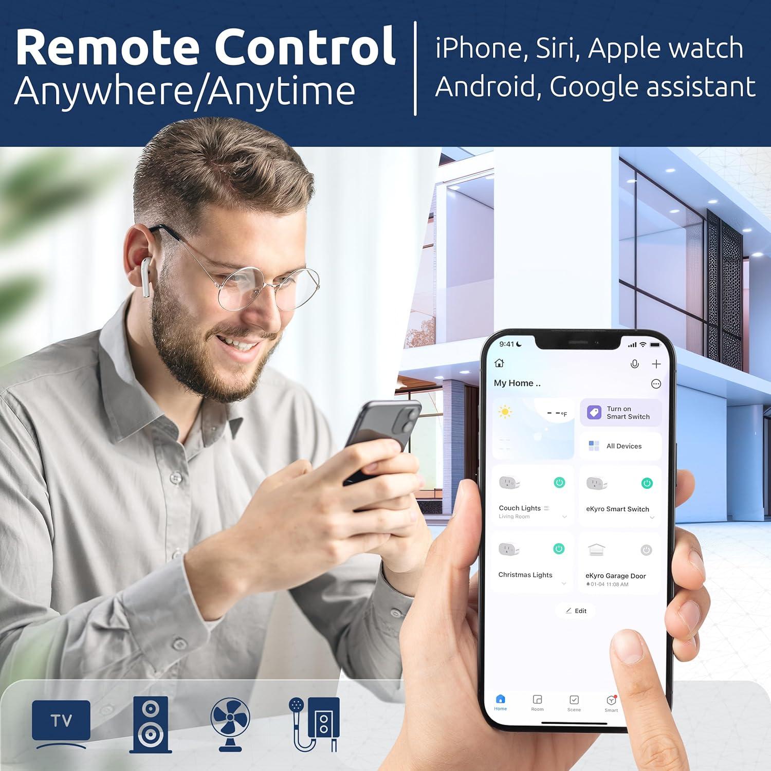 Enchufe Inteligente eKyro 15A 1800W Control Remoto WiFi