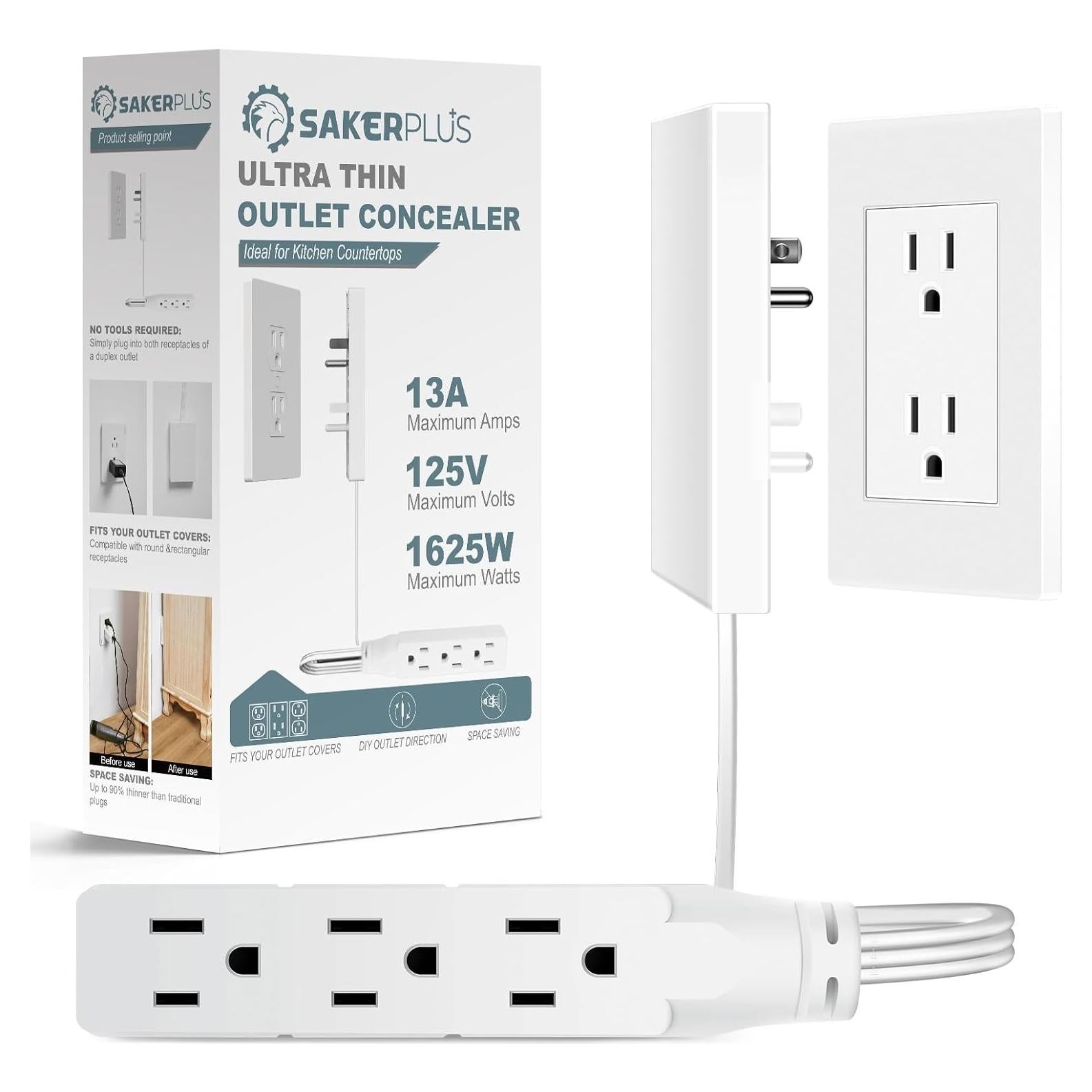 Regleta de Extensión Plana SakerPlus 1.52m 3 Tomas Segura