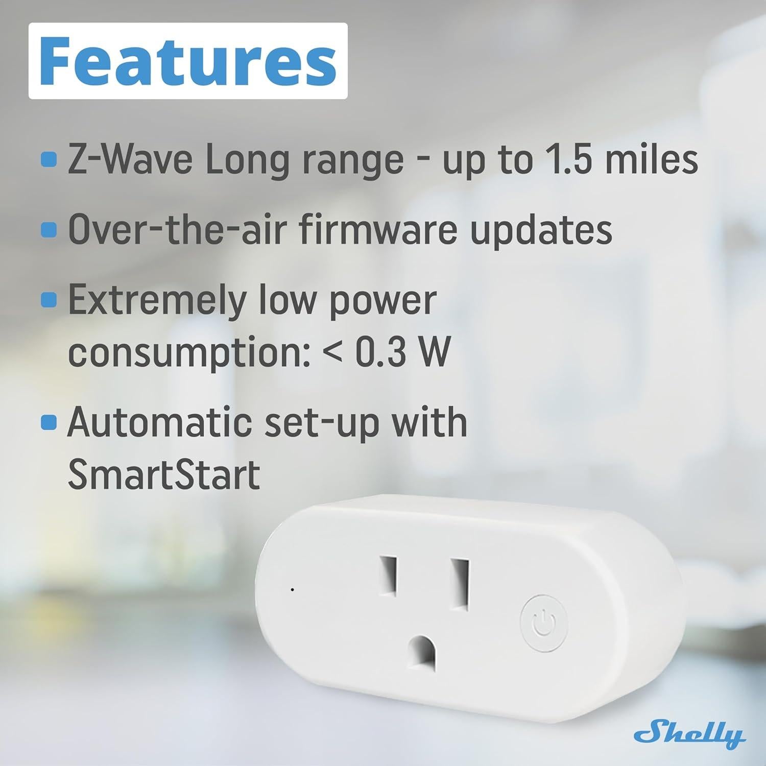Enchufe Inteligente Shelly Wave Z-Wave Largo Alcance 15A