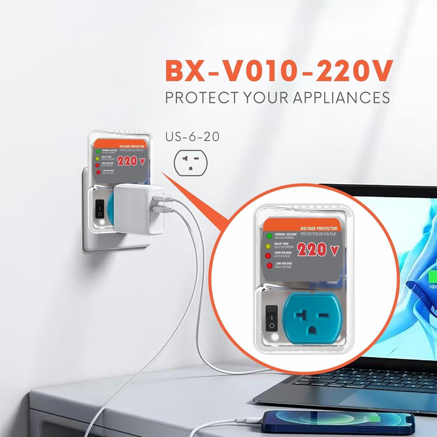 Protector Sobretensiones 20A GIDEON 220V 4400W Ajustable