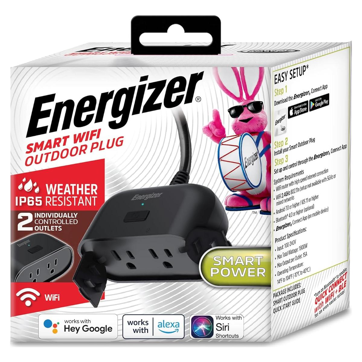 Enchufe Inteligente Energizer Wi-Fi Exterior 2 Salidas Controladas