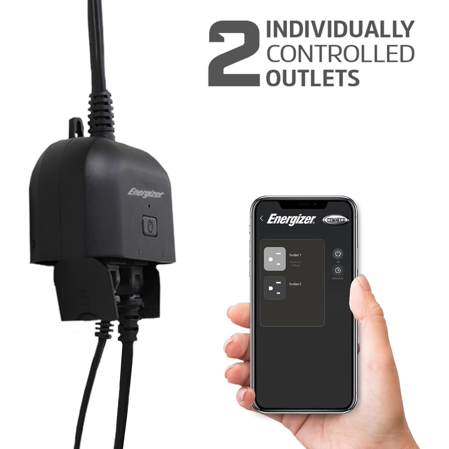 Enchufe Inteligente Energizer Wi-Fi Exterior 2 Salidas Controladas