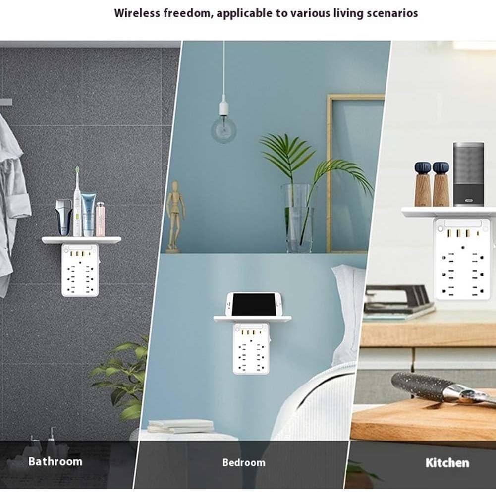 Extensor de Enchufe de Pared Eiusrr 9 en 1 con Estante 19.81 cm