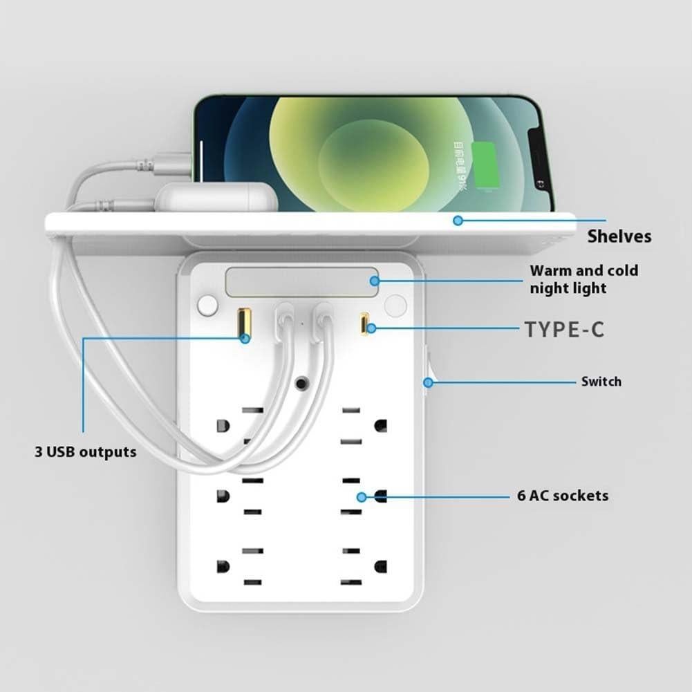 Extensor de Enchufe de Pared Eiusrr 9 en 1 con Estante 19.81 cm