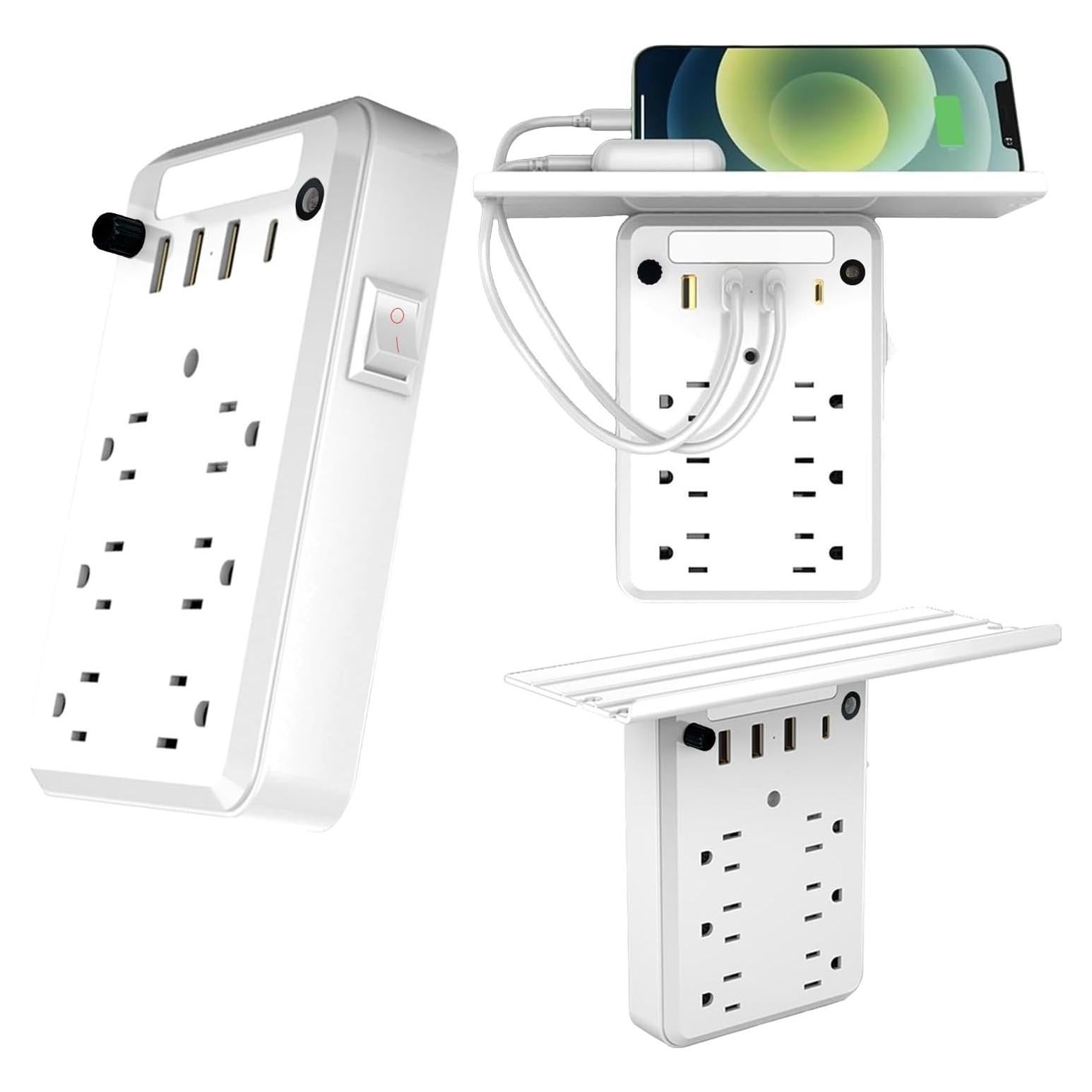 Extensor de Enchufe de Pared Preliminark 9 en 1 con Estante