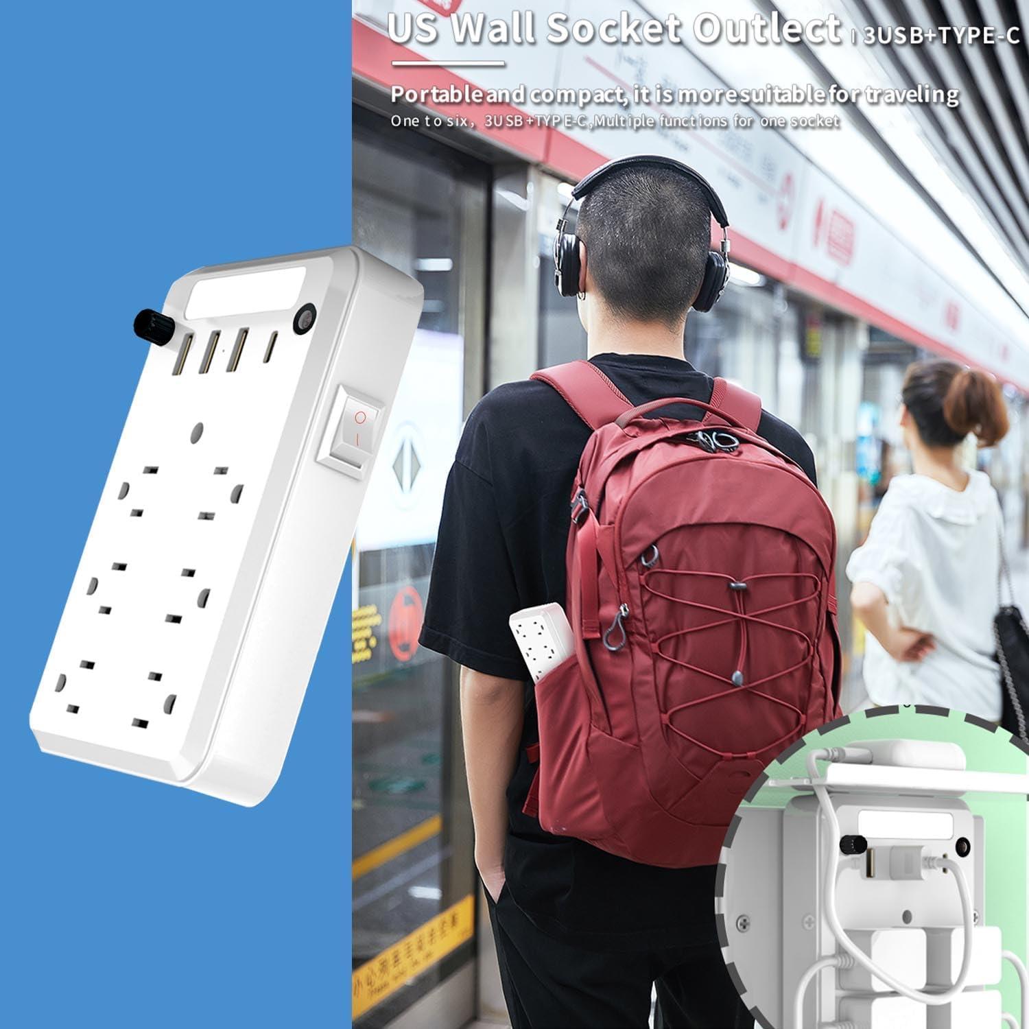 Extensor de Enchufe de Pared Preliminark 9 en 1 con Estante