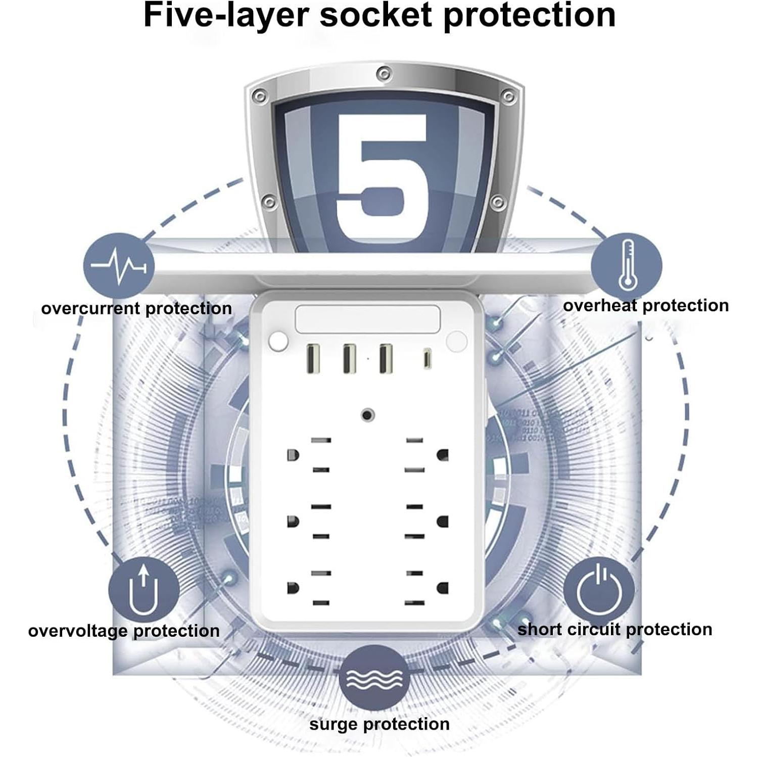 Extensor de Enchufe 9 en 1 Genérico con Estante y USB