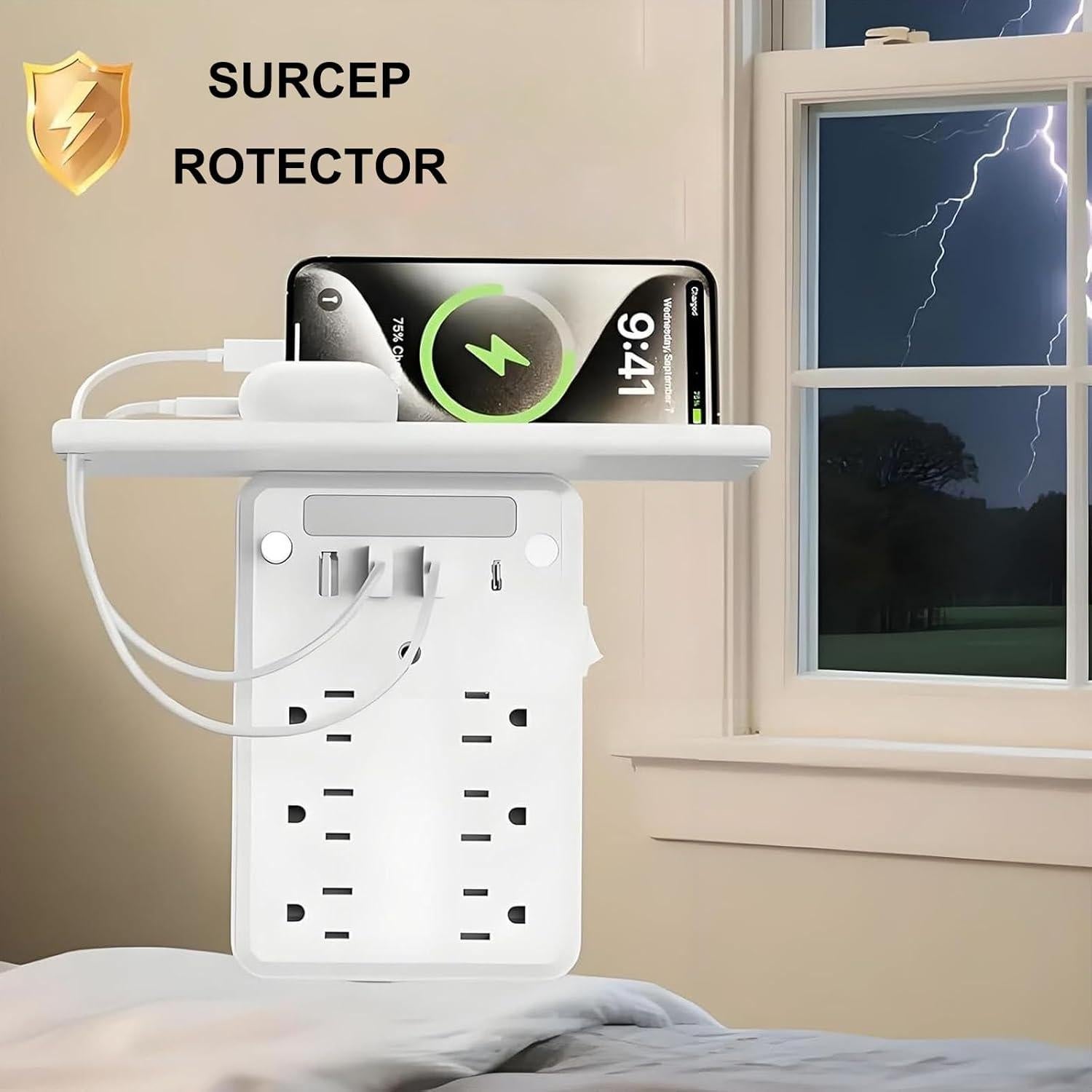 Extensor de Enchufe 9 en 1 Genérico con Estante y USB