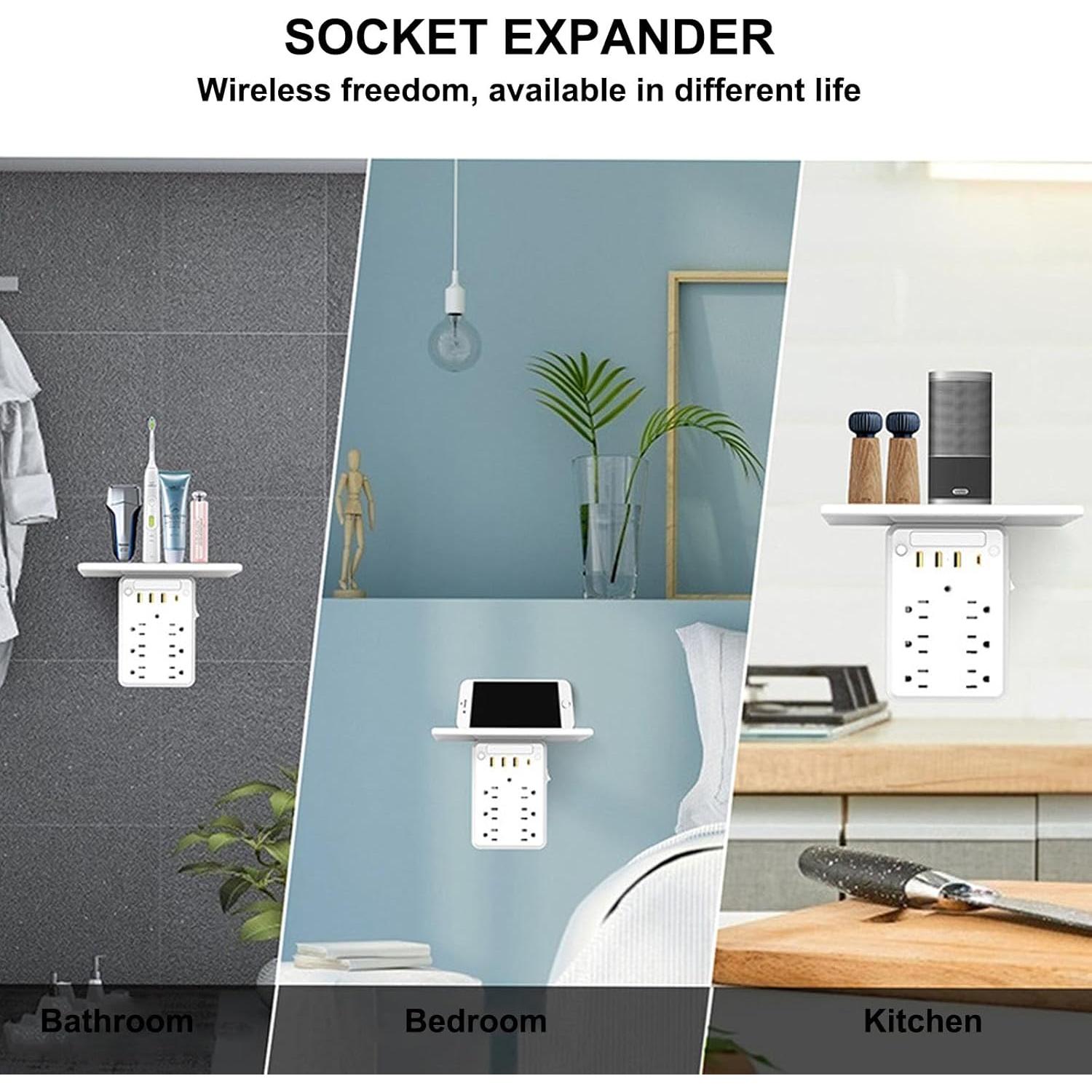 Extensor de Enchufe 9 en 1 Genérico con Estante y USB