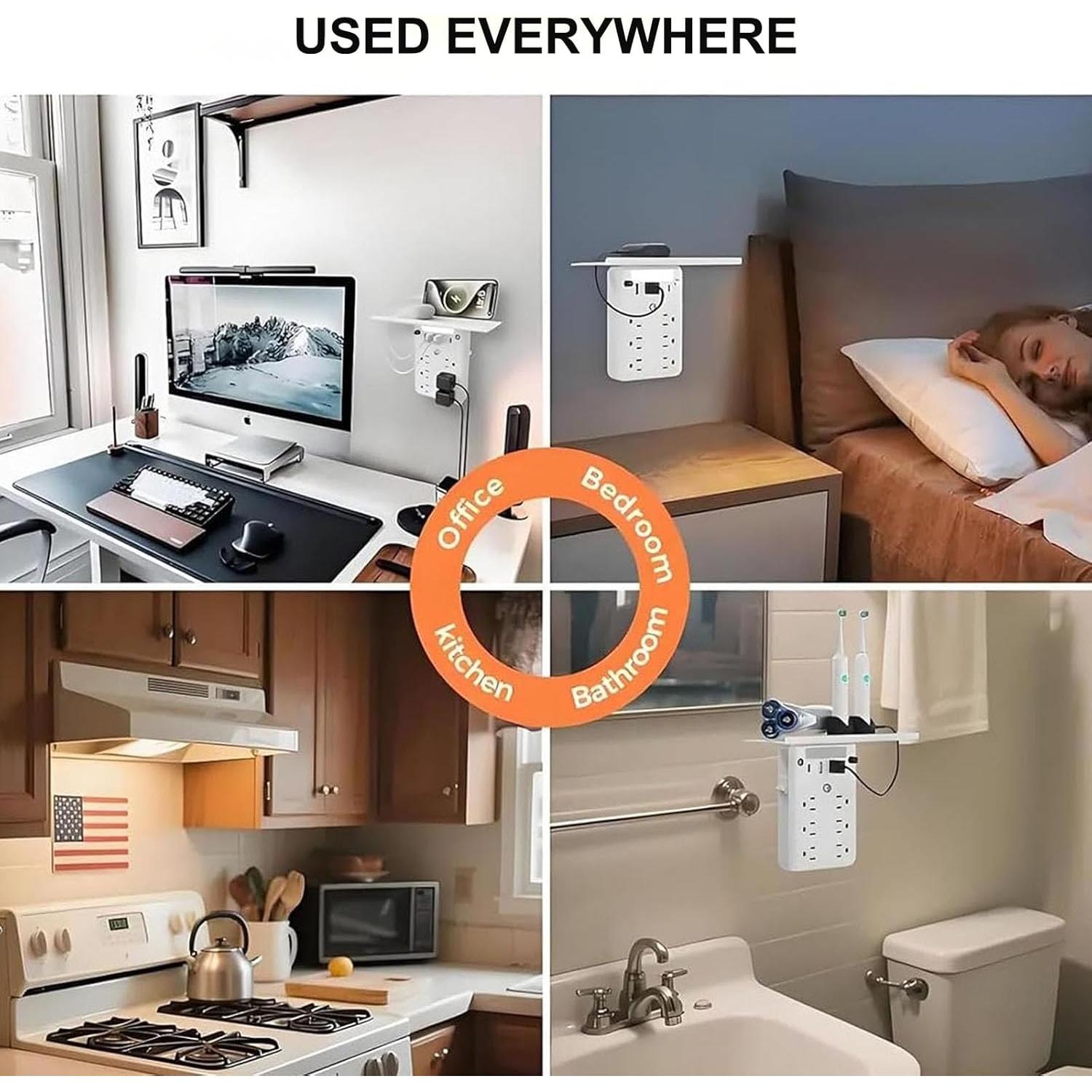 Extensor de Enchufe 9 en 1 Genérico con Estante y USB