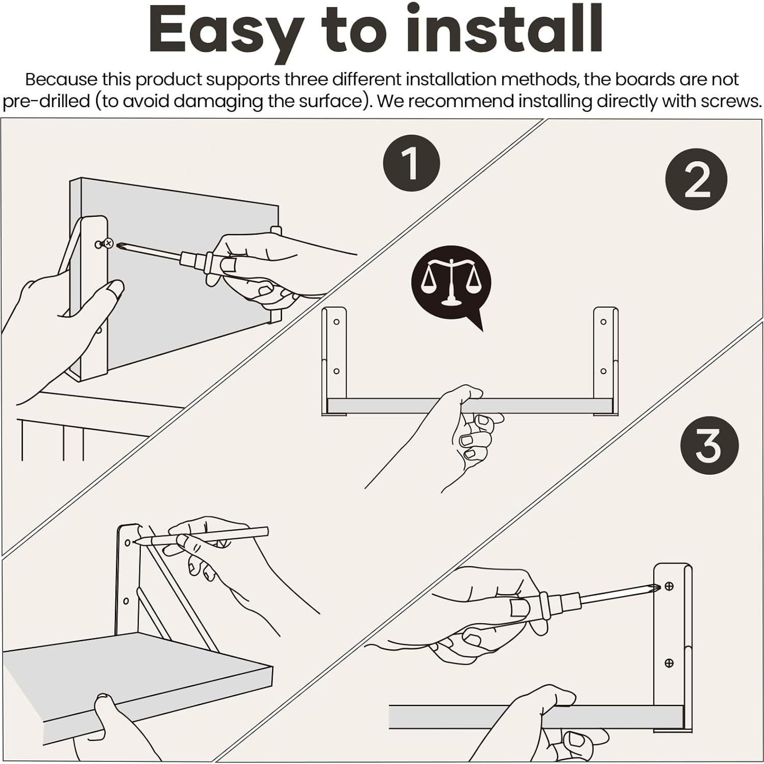 Estantes Flotantes de Madera BAYKA, Juego de 4, Negro, 16.5x5.5 cm