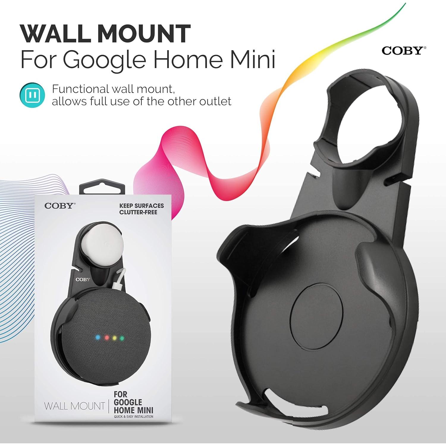 Soporte de Pared Coby para Altavoz Google Home Mini Negro