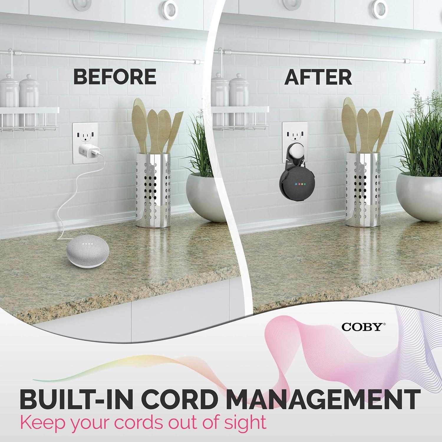 Soporte de Pared Coby para Altavoz Google Home Mini Negro